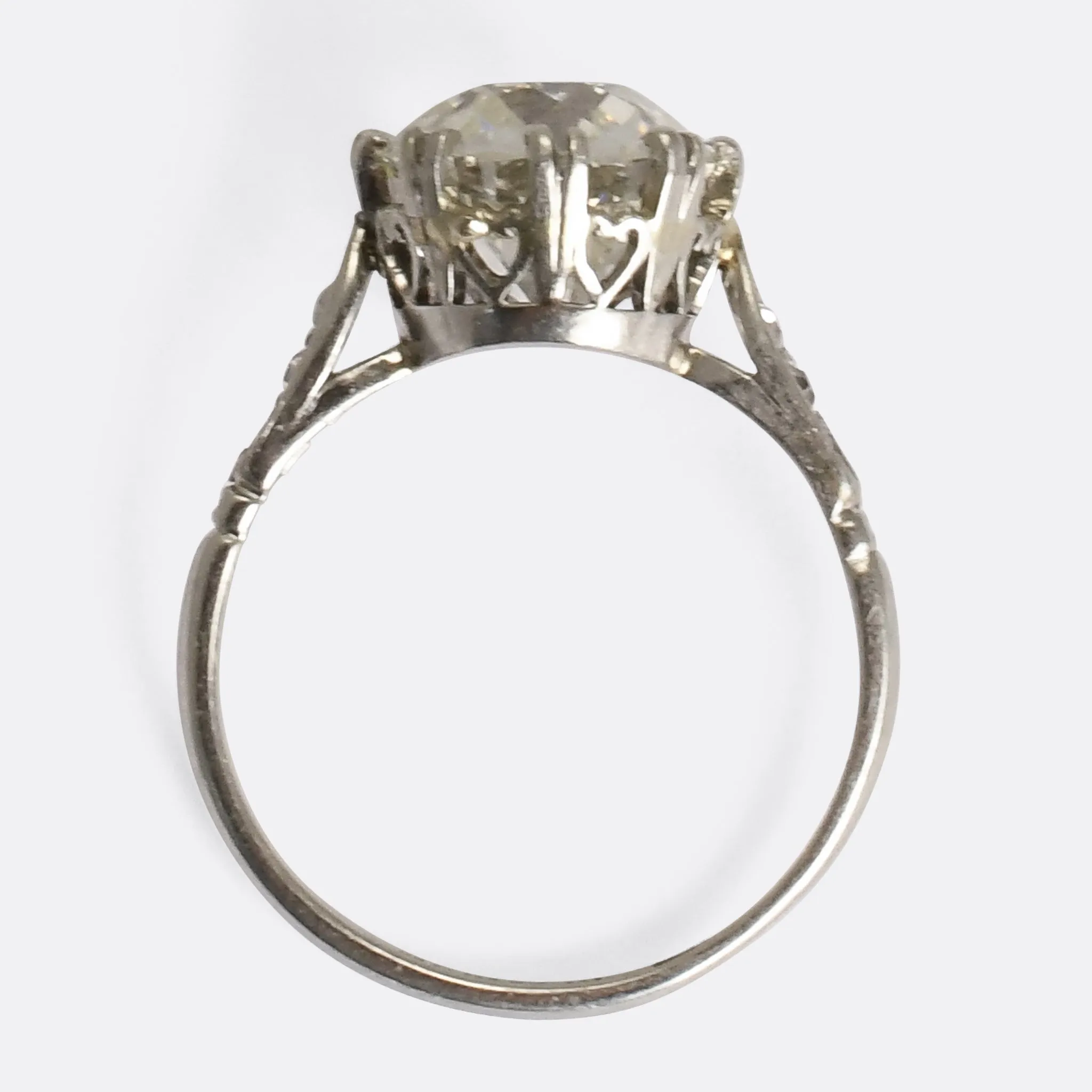 Antique 3.1ct Old European Cut Diamond Solitaire Engagement Ring