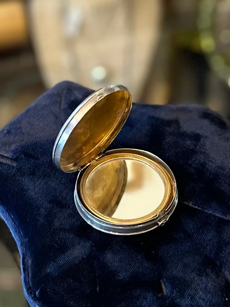 Antique Art Deco Hallmarked F&B Foster and Bailey Sterling Silver Double Sided Mirror Compact