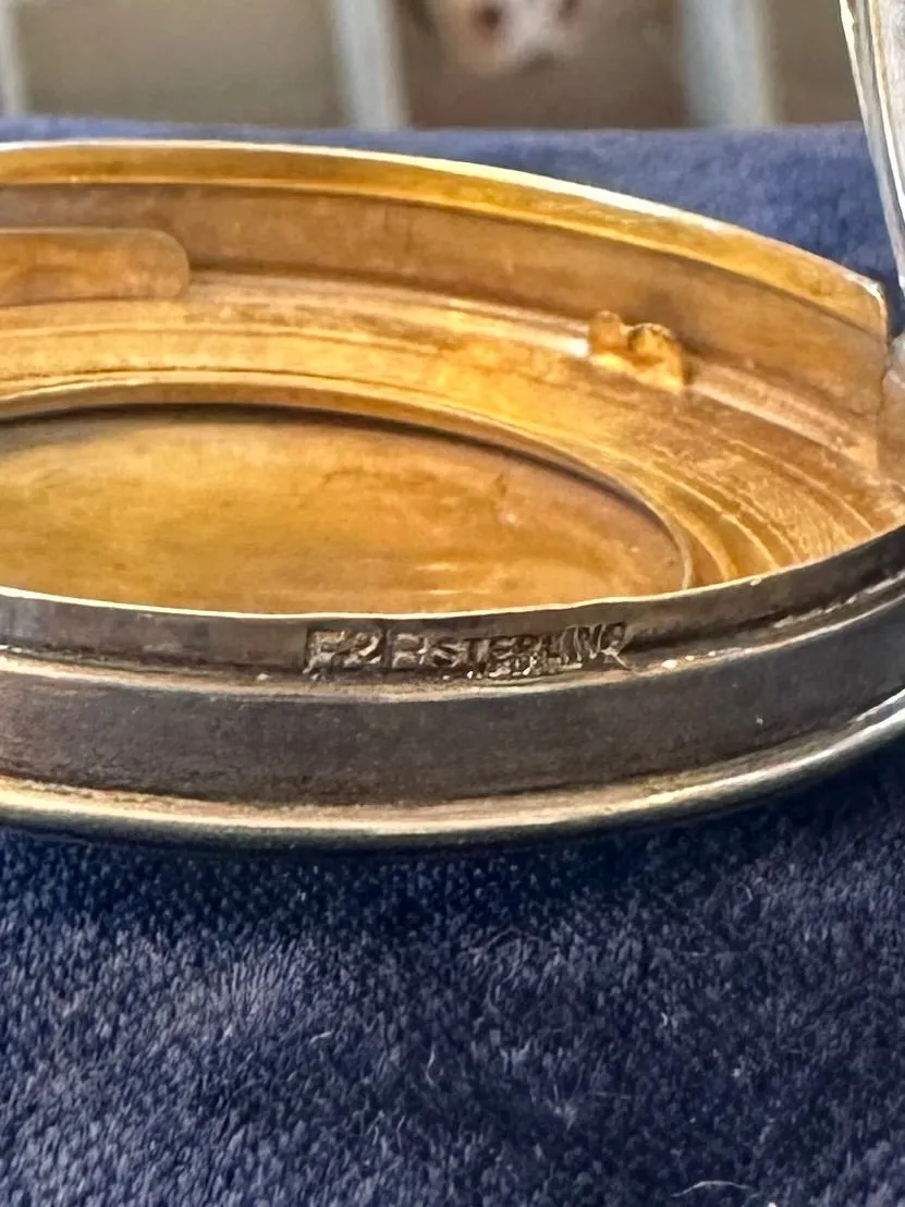 Antique Art Deco Hallmarked F&B Foster and Bailey Sterling Silver Double Sided Mirror Compact