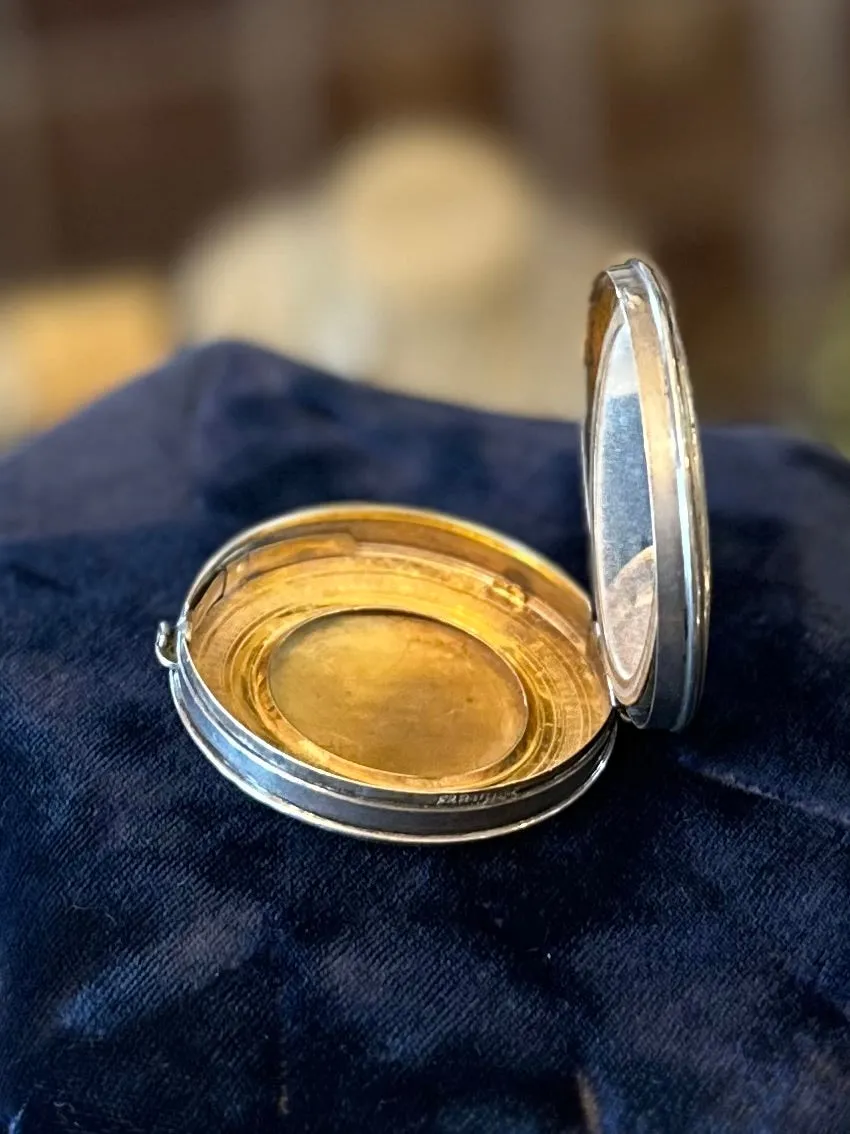 Antique Art Deco Hallmarked F&B Foster and Bailey Sterling Silver Double Sided Mirror Compact