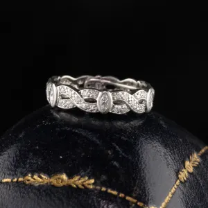 Antique Art Deco Platinum Diamond Marquise Single Cut Braid Eternity Band