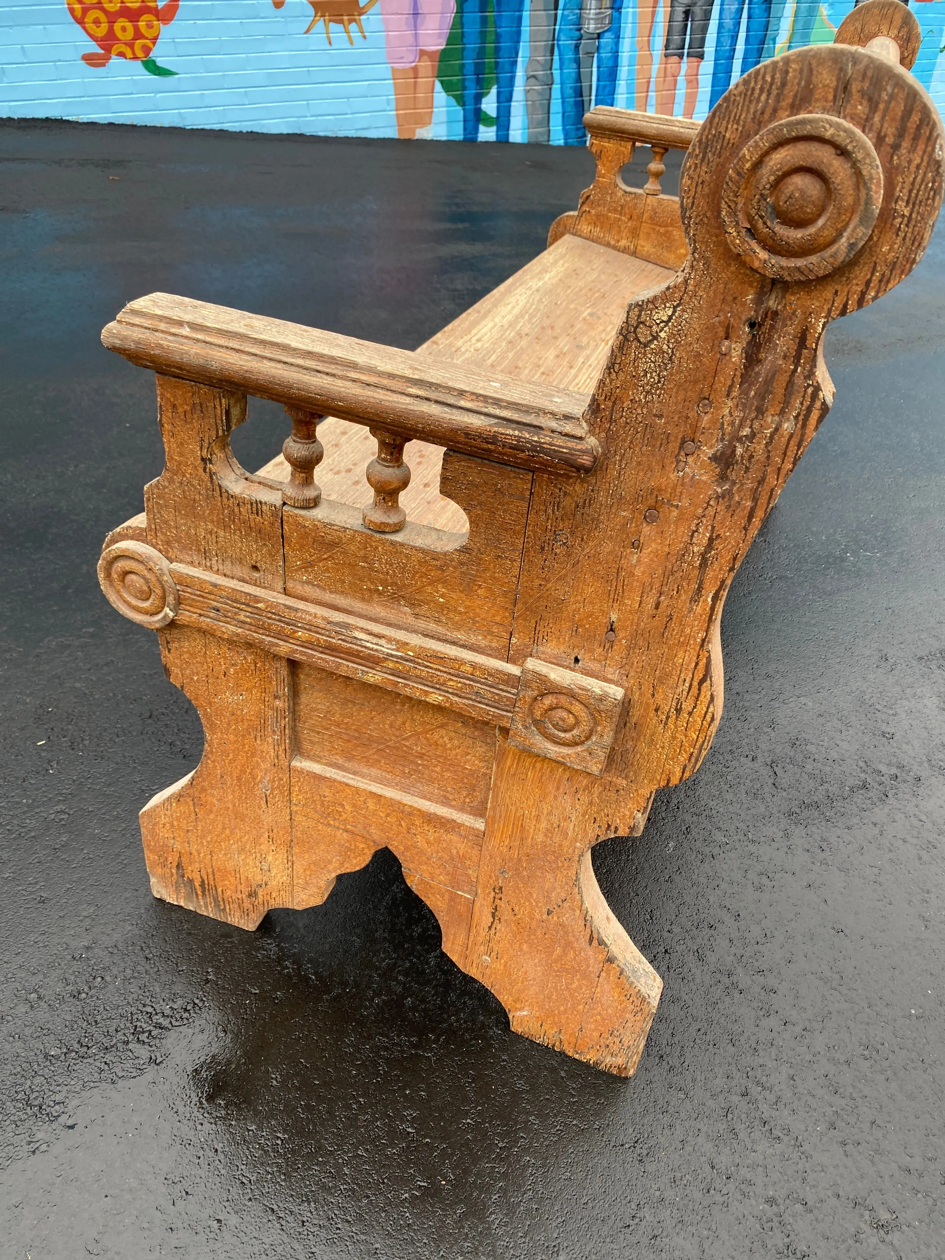 Antique Rustic Wood Bench