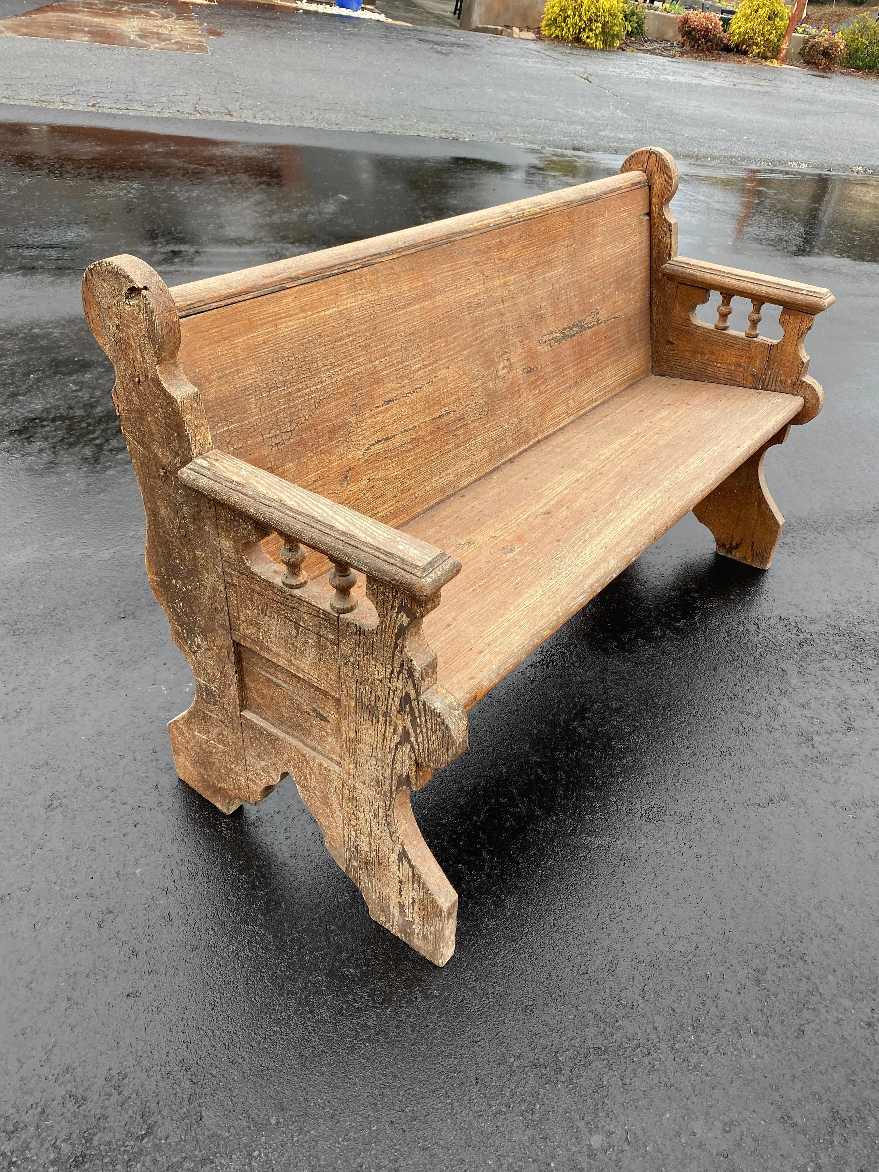 Antique Rustic Wood Bench