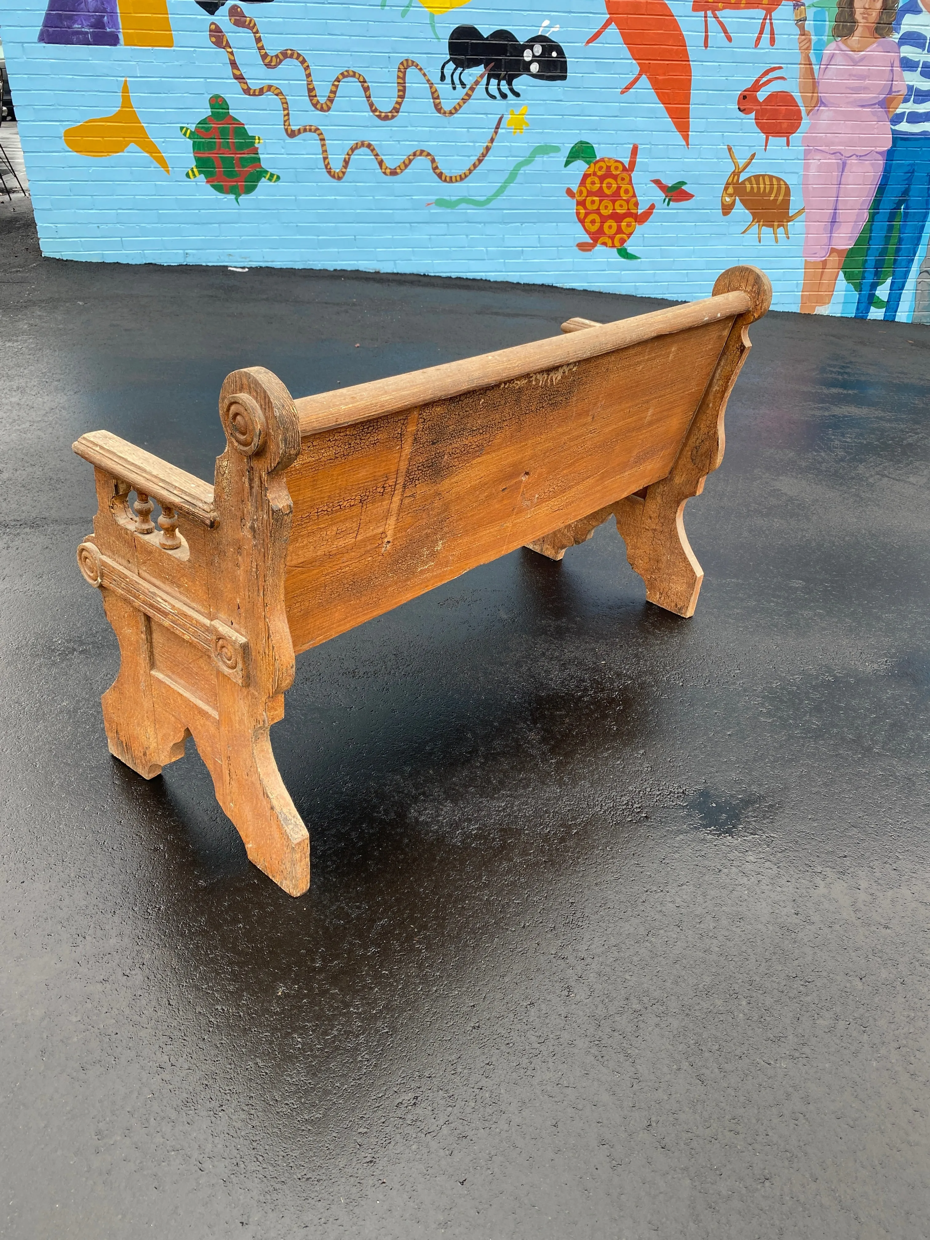 Antique Rustic Wood Bench