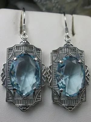 Aquamarine Earrings, Art Deco Jewelry #E19