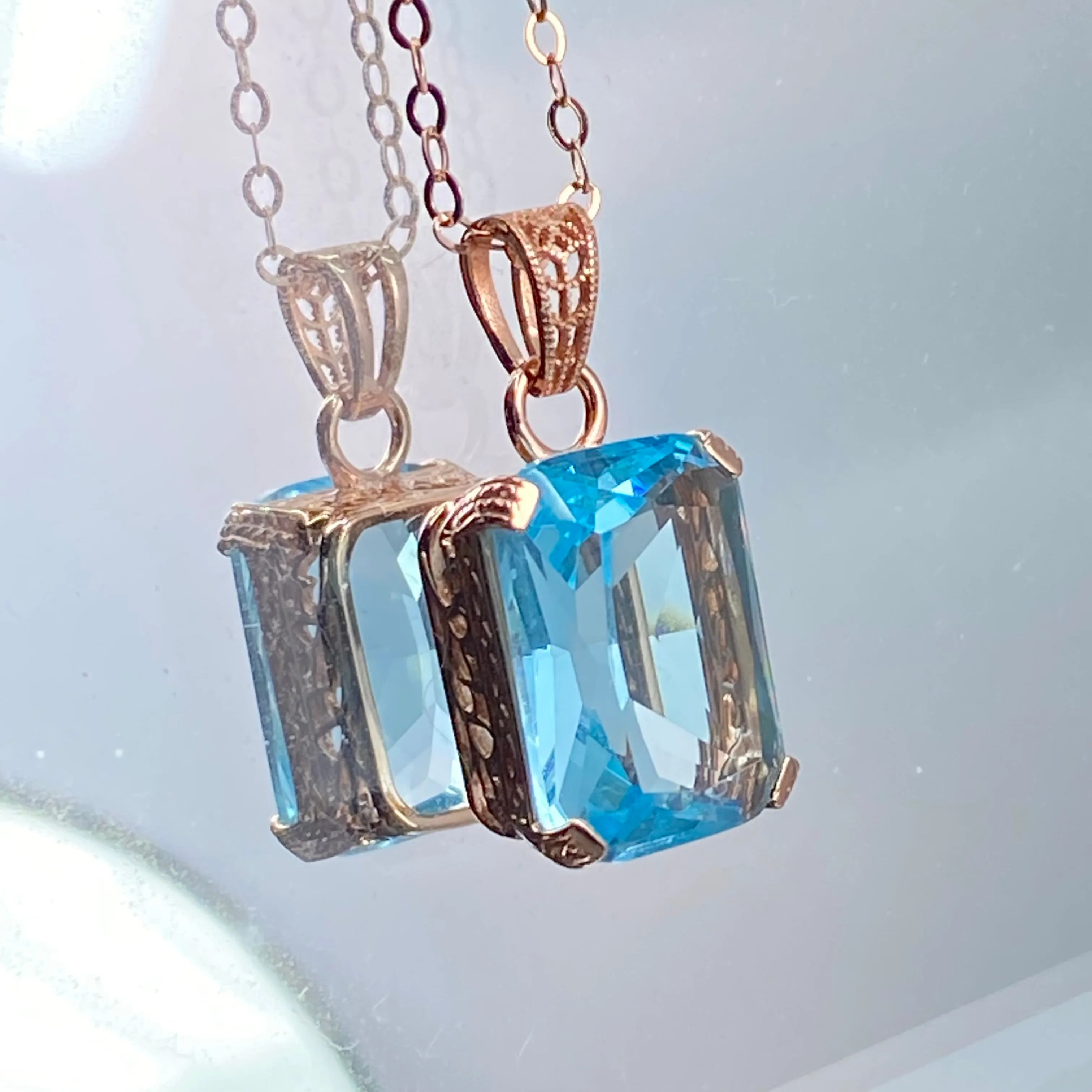 Aquamarine Pendant, Art Deco Filigree, P5