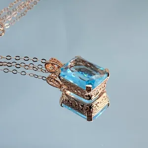 Aquamarine Pendant, Art Deco Filigree, P5