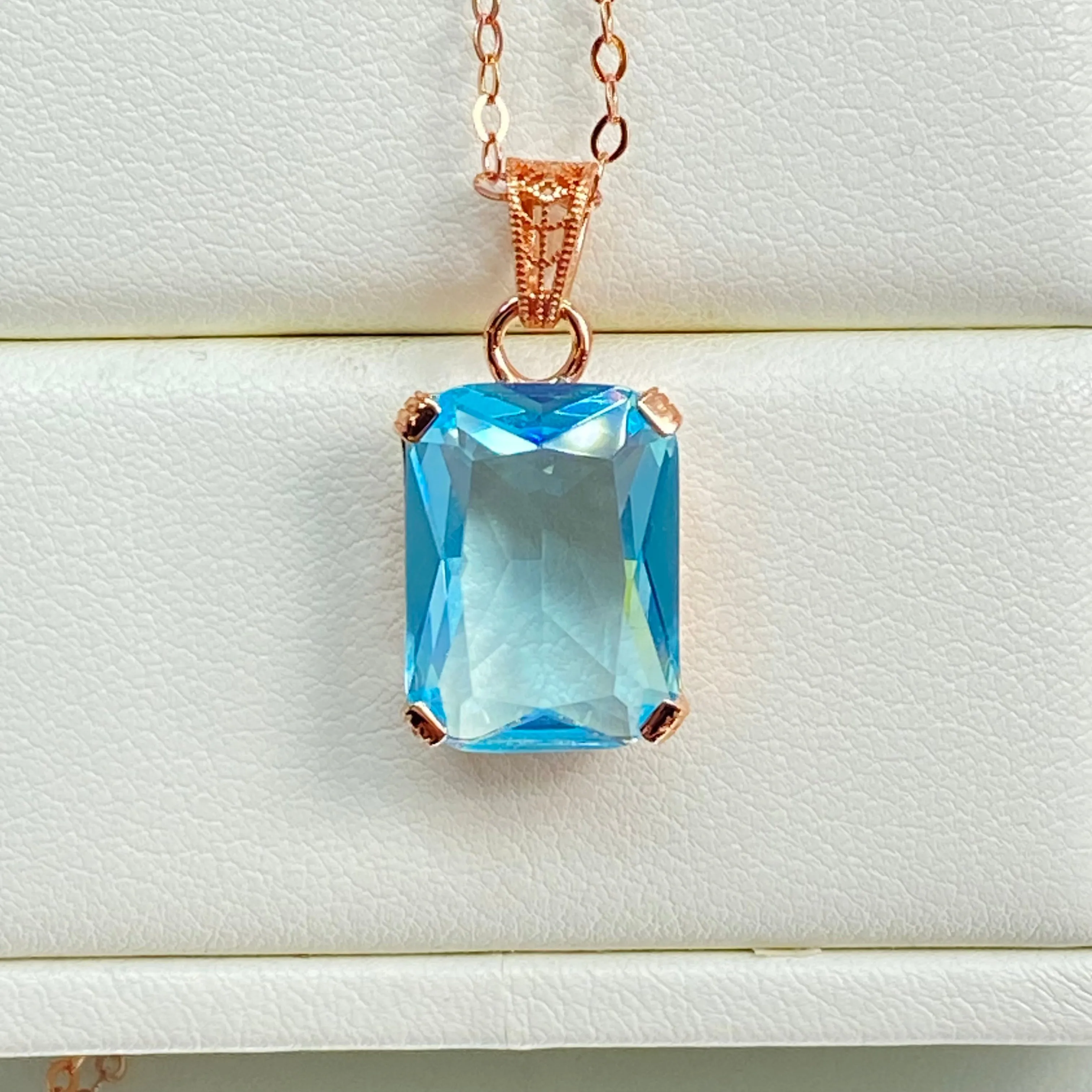 Aquamarine Pendant, Art Deco Filigree, P5
