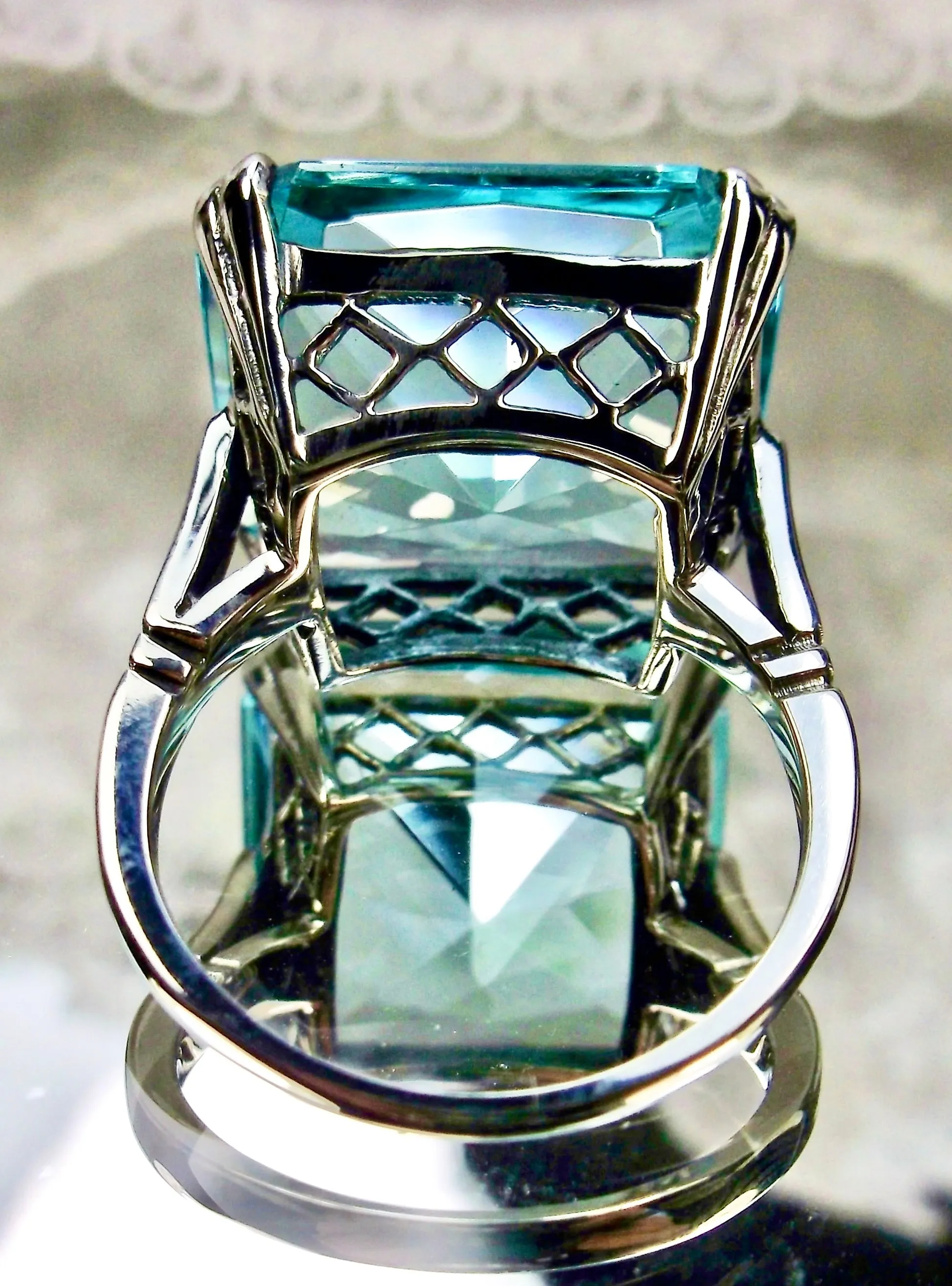 Aquamarine Ring, Size 7, 20ct Big Huge Square Gem, Vintage Jewelry #D1 - Ready to Ship