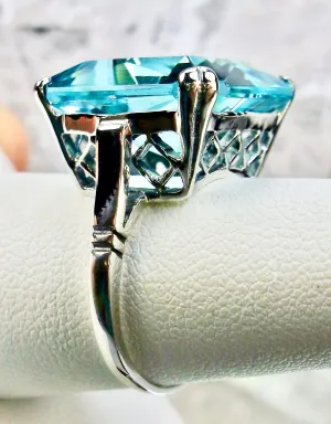 Aquamarine Ring, Size 7, 20ct Big Huge Square Gem, Vintage Jewelry #D1 - Ready to Ship