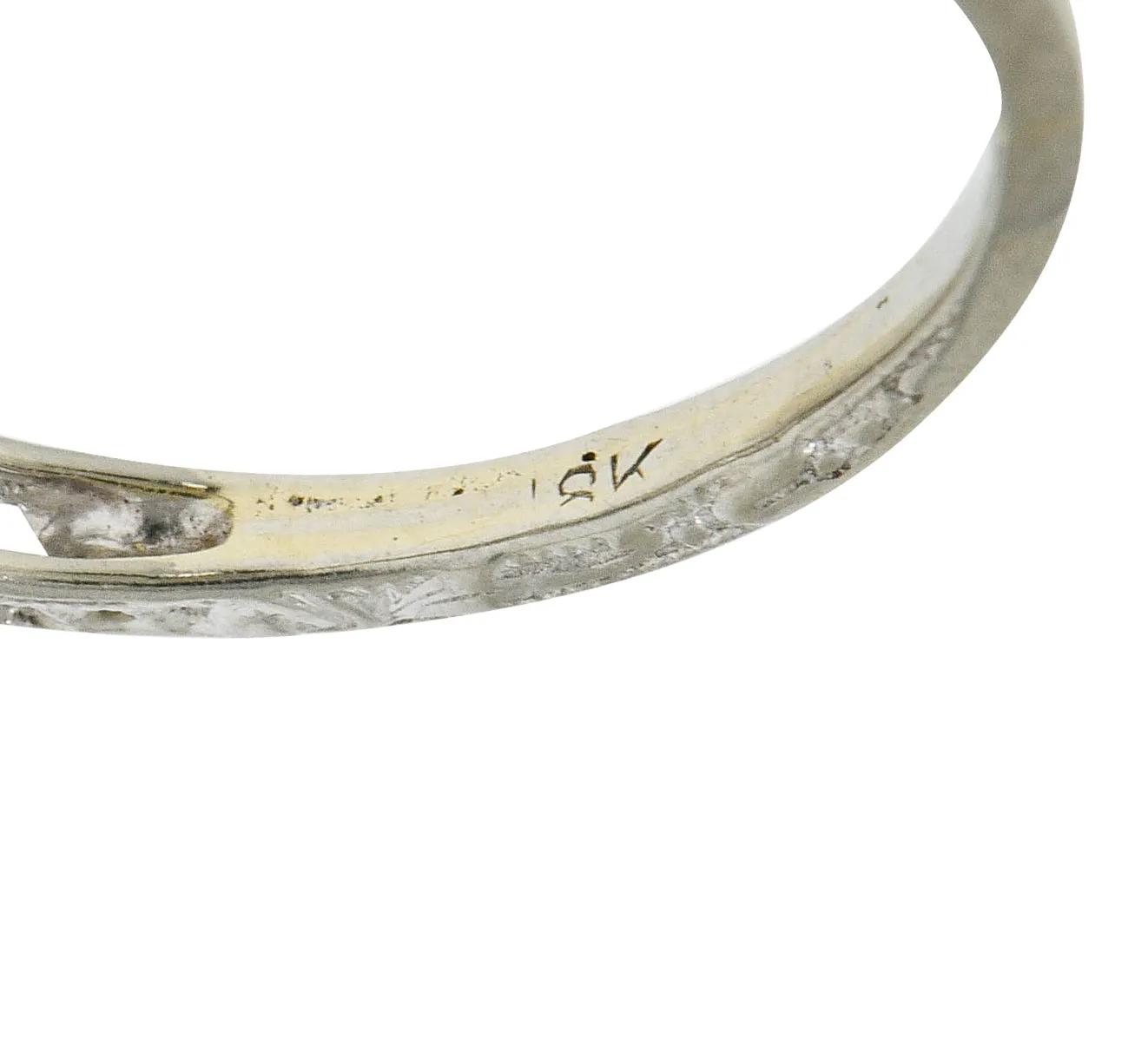 Art Deco 0.30 CTW Diamond 18 Karat White Gold Trellis Engagement Ring