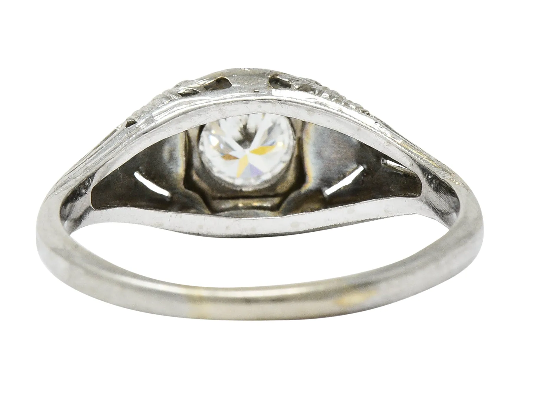 Art Deco 0.38 Diamond 18 Karat Gold Floral Engagement Ring