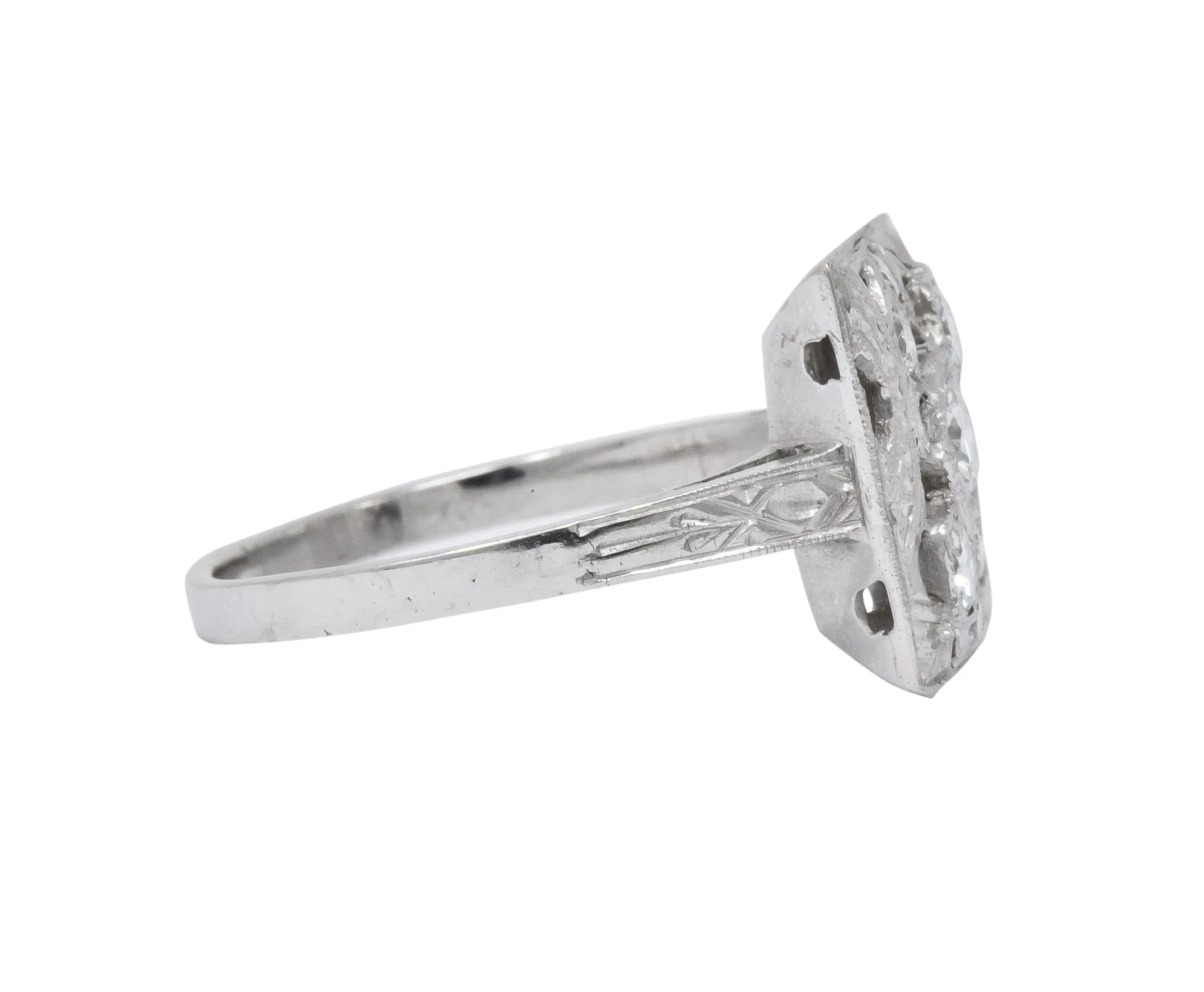Art Deco 0.55 CTW Diamond 14 Karat White Gold Cocktail Ring