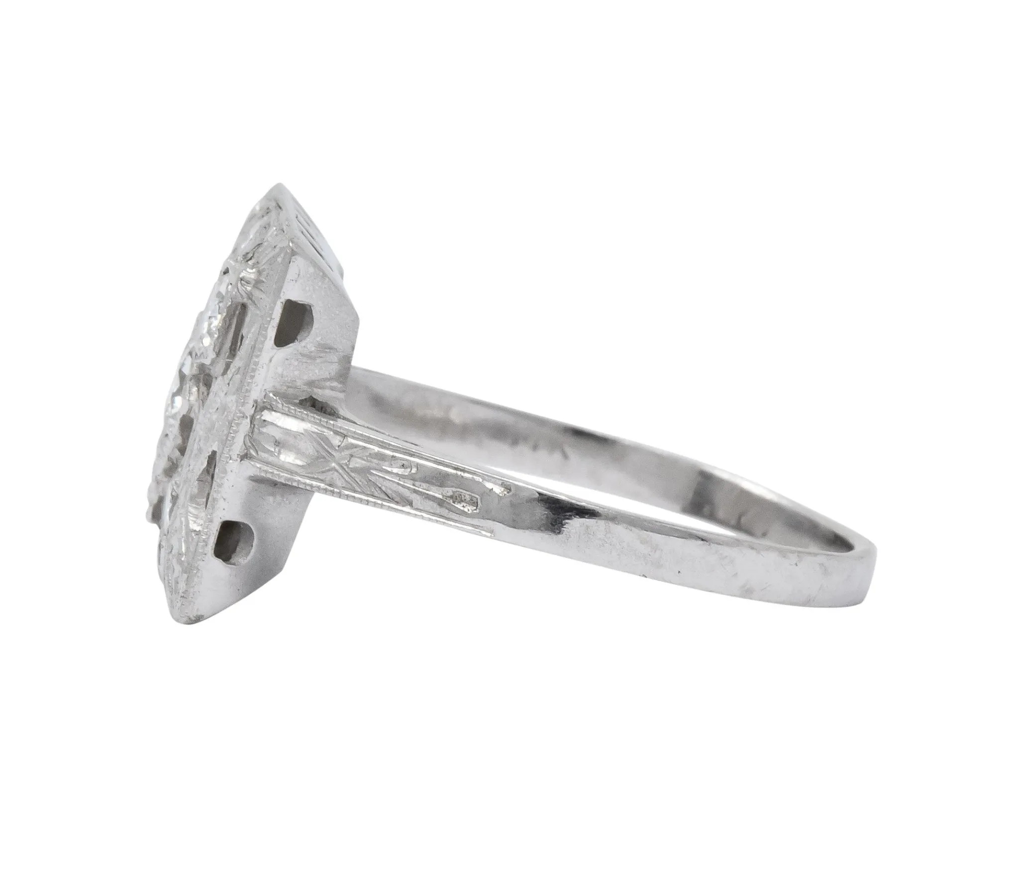 Art Deco 0.55 CTW Diamond 14 Karat White Gold Cocktail Ring
