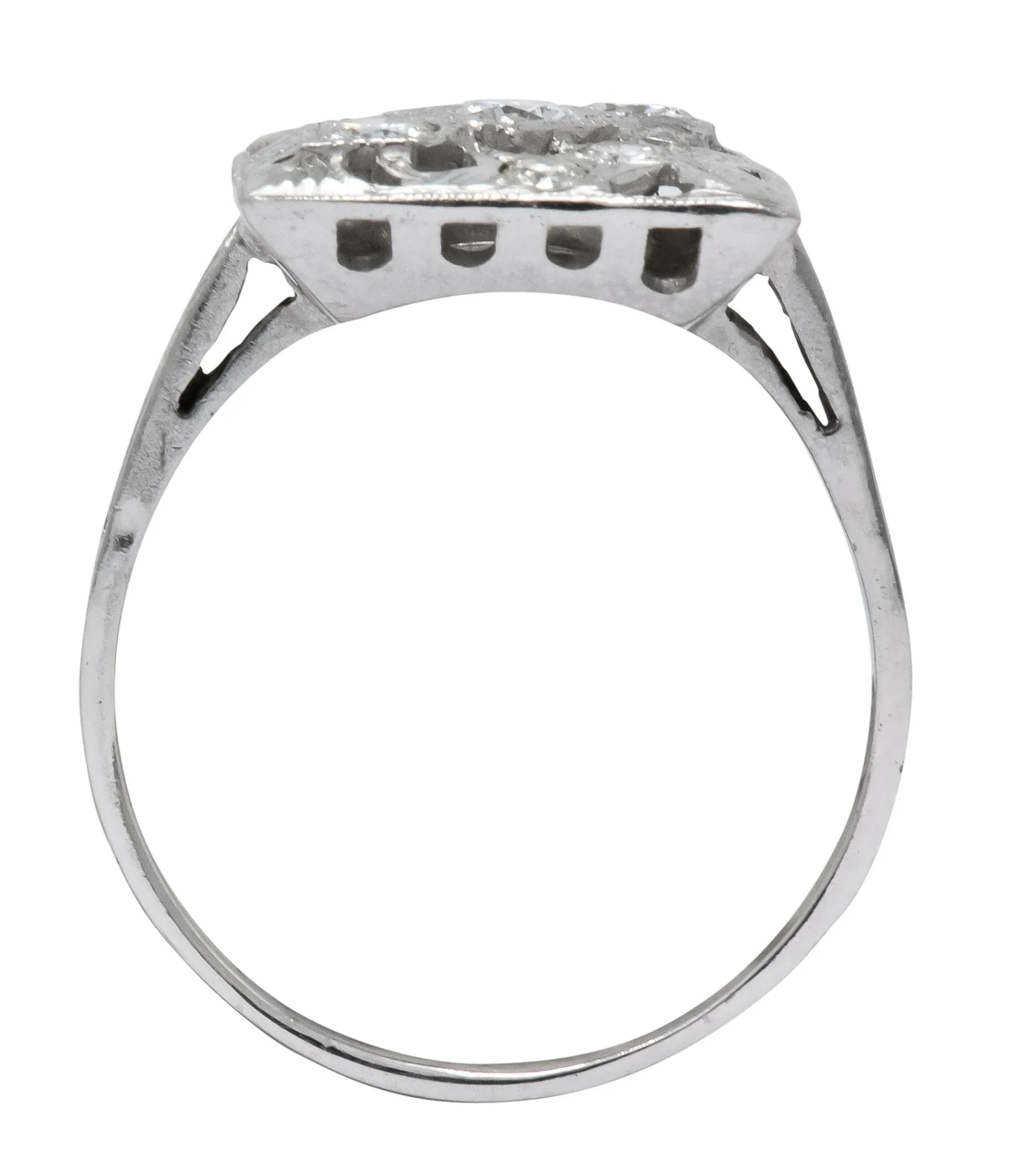 Art Deco 0.55 CTW Diamond 14 Karat White Gold Cocktail Ring