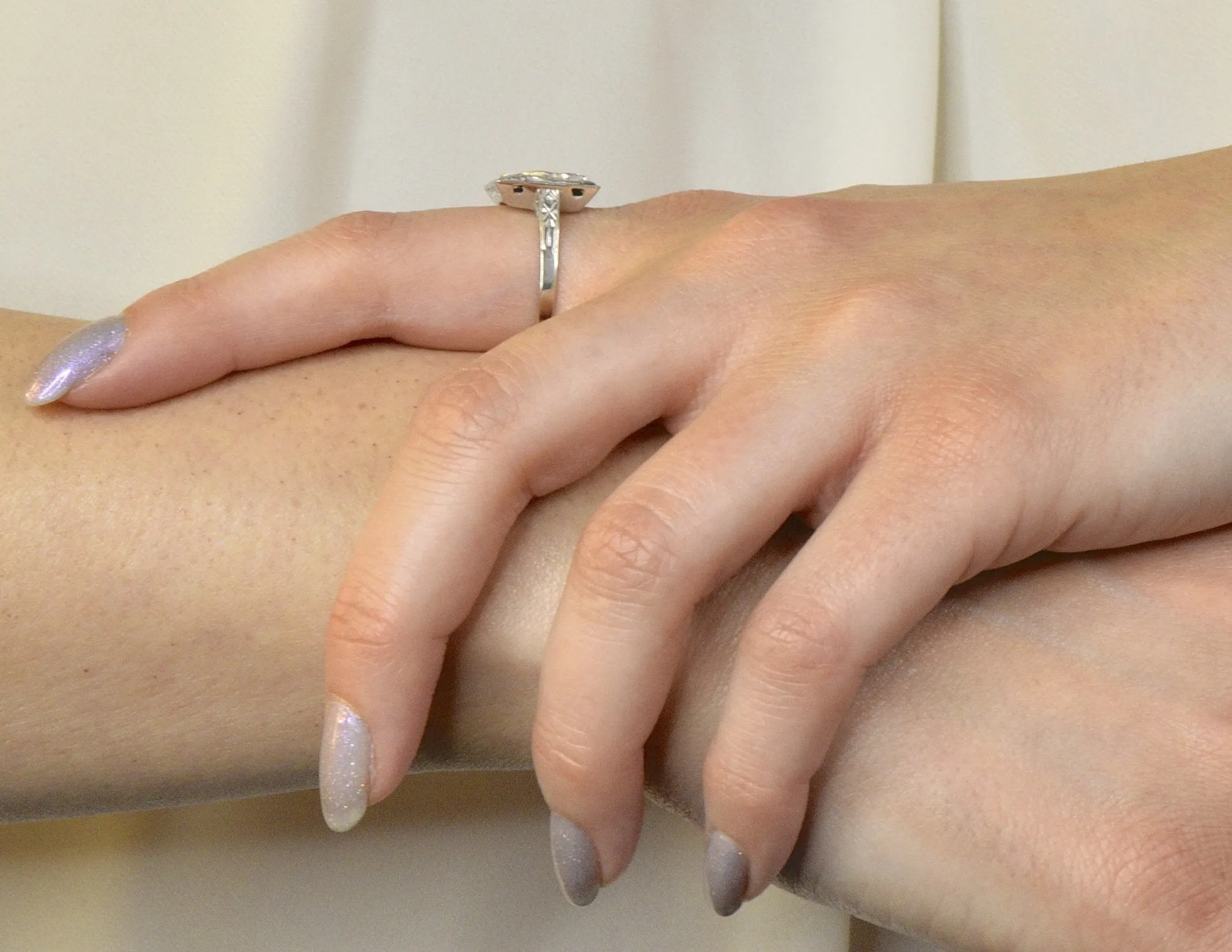 Art Deco 0.55 CTW Diamond 14 Karat White Gold Cocktail Ring