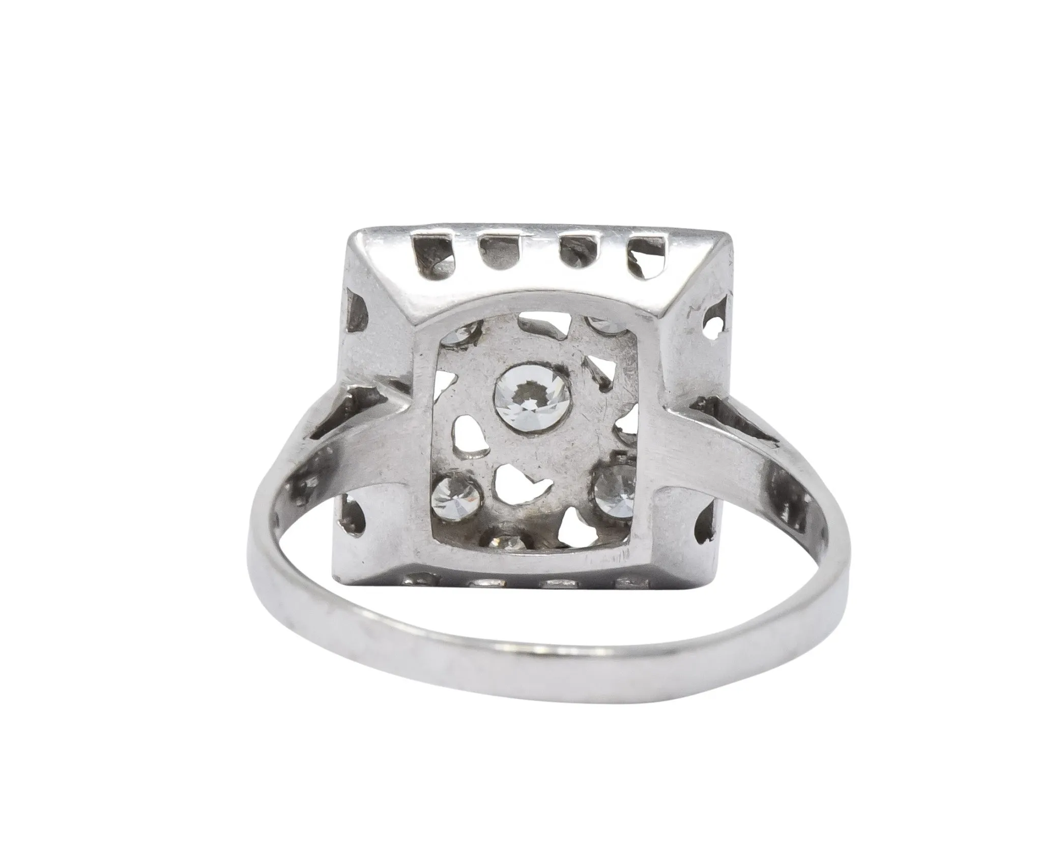 Art Deco 0.55 CTW Diamond 14 Karat White Gold Cocktail Ring