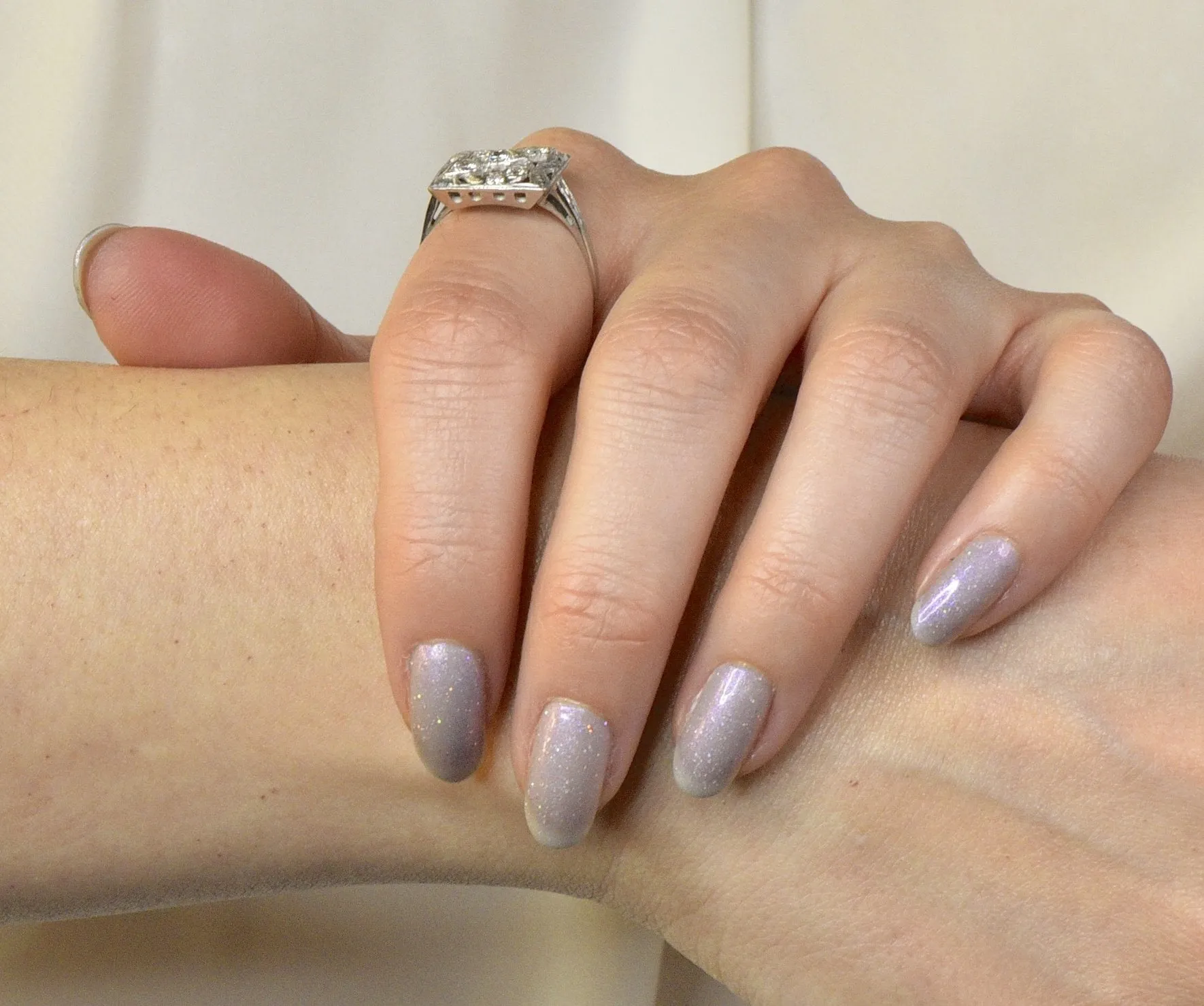 Art Deco 0.55 CTW Diamond 14 Karat White Gold Cocktail Ring