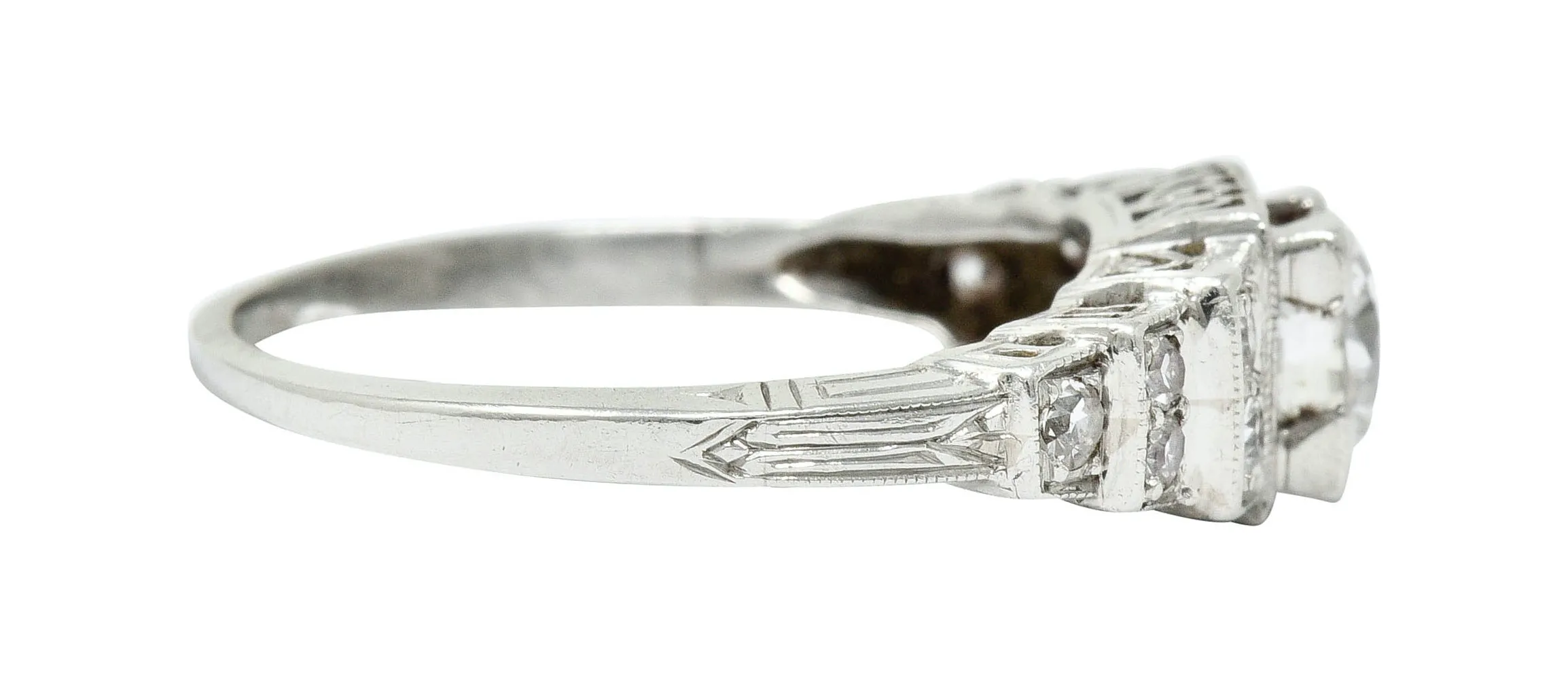 Art Deco 0.60 CTW Diamond Platinum Heart Engagement Ring Circa 1930