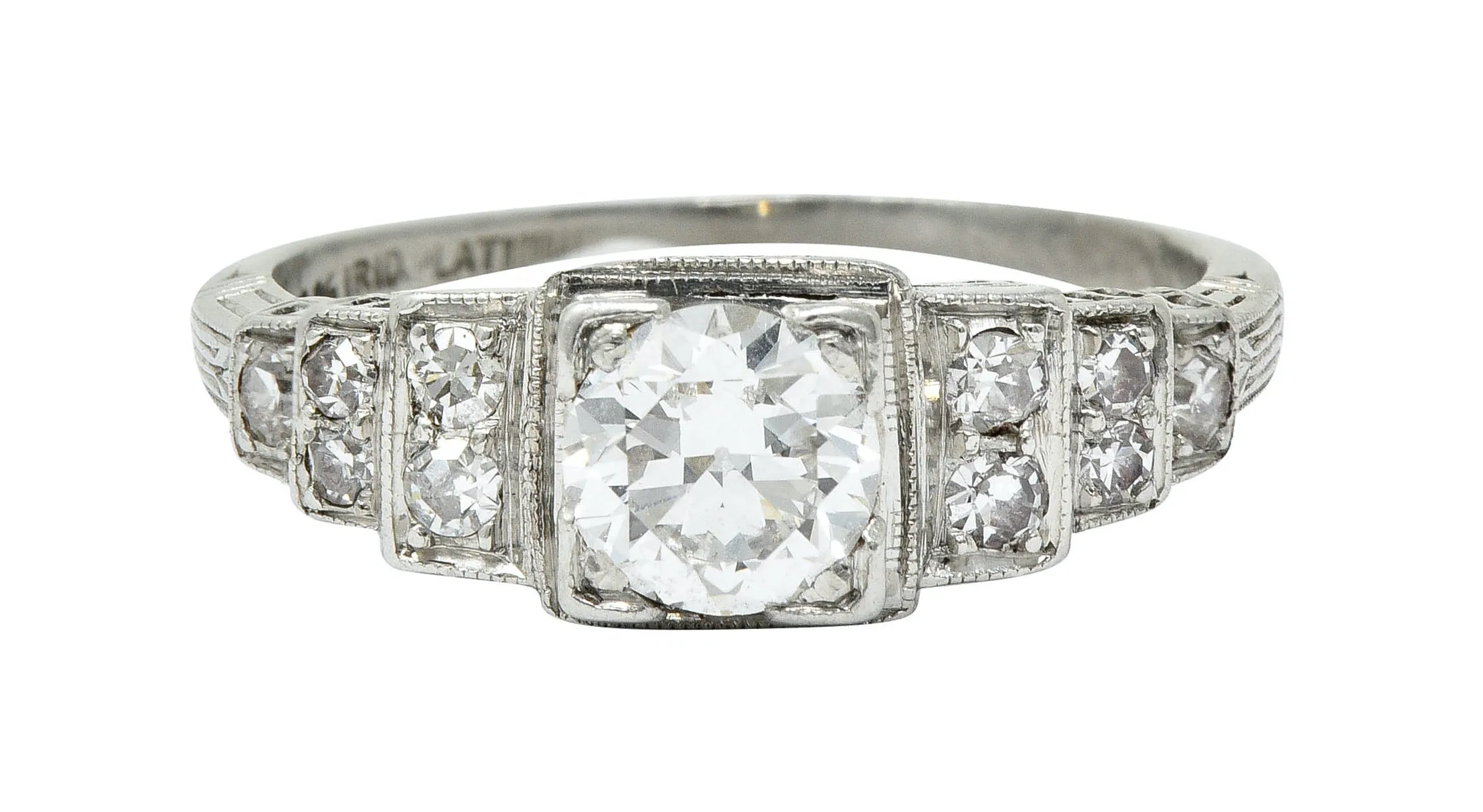 Art Deco 0.60 CTW Diamond Platinum Heart Engagement Ring Circa 1930