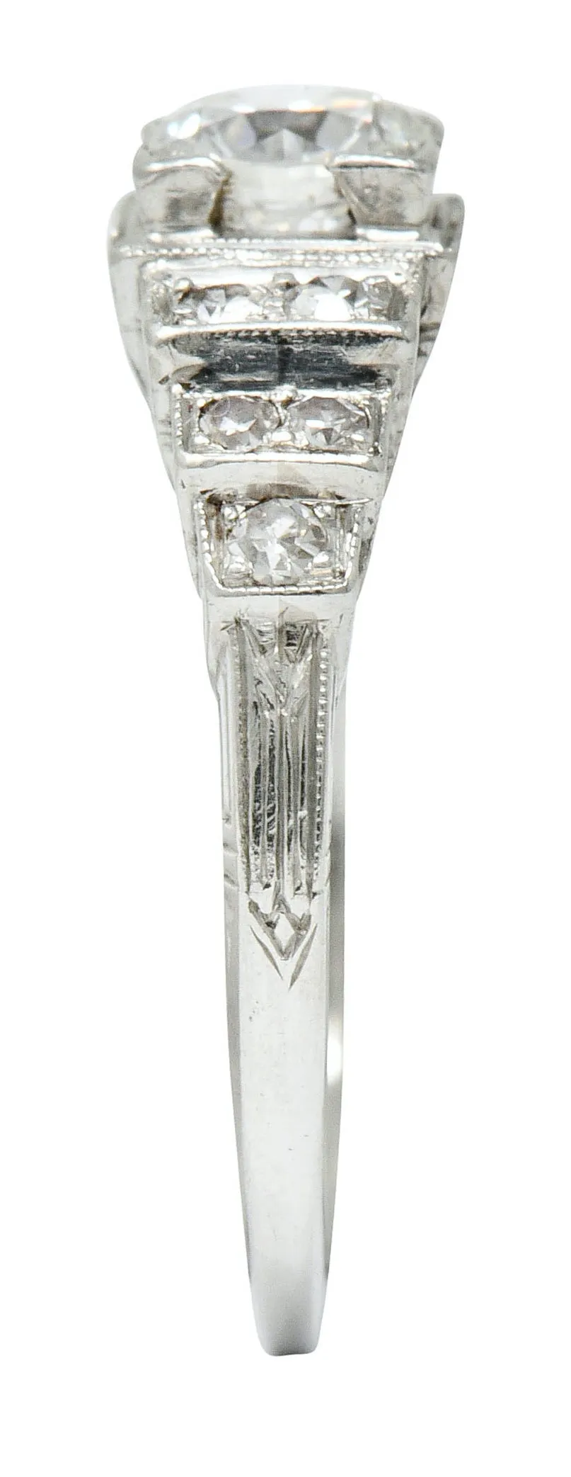 Art Deco 0.60 CTW Diamond Platinum Heart Engagement Ring Circa 1930