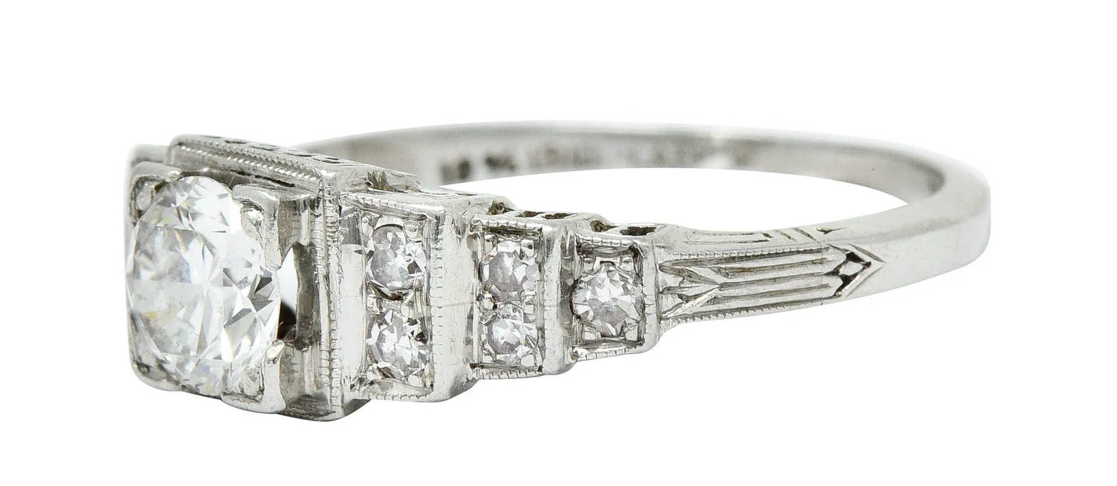 Art Deco 0.60 CTW Diamond Platinum Heart Engagement Ring Circa 1930