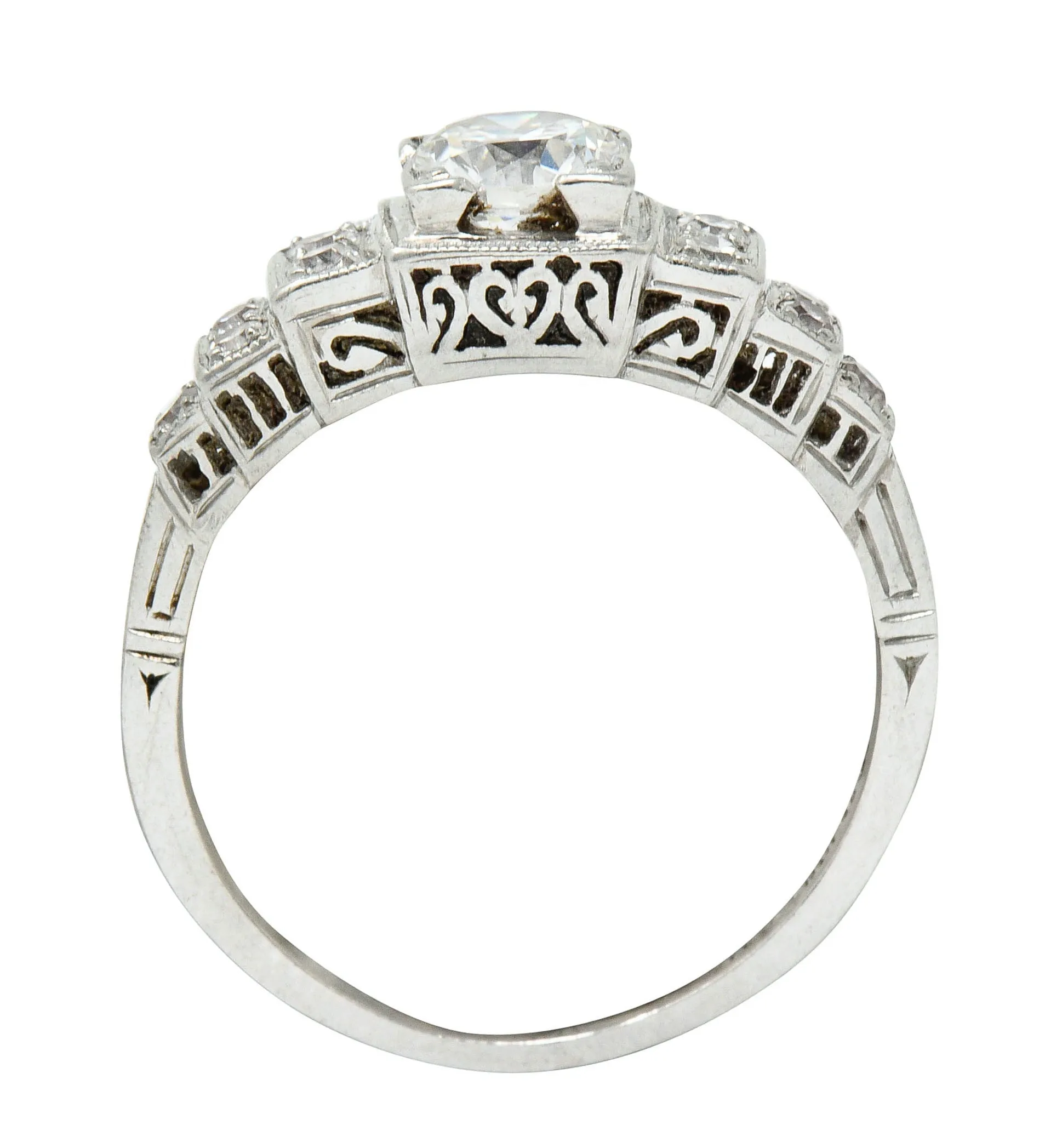Art Deco 0.60 CTW Diamond Platinum Heart Engagement Ring Circa 1930