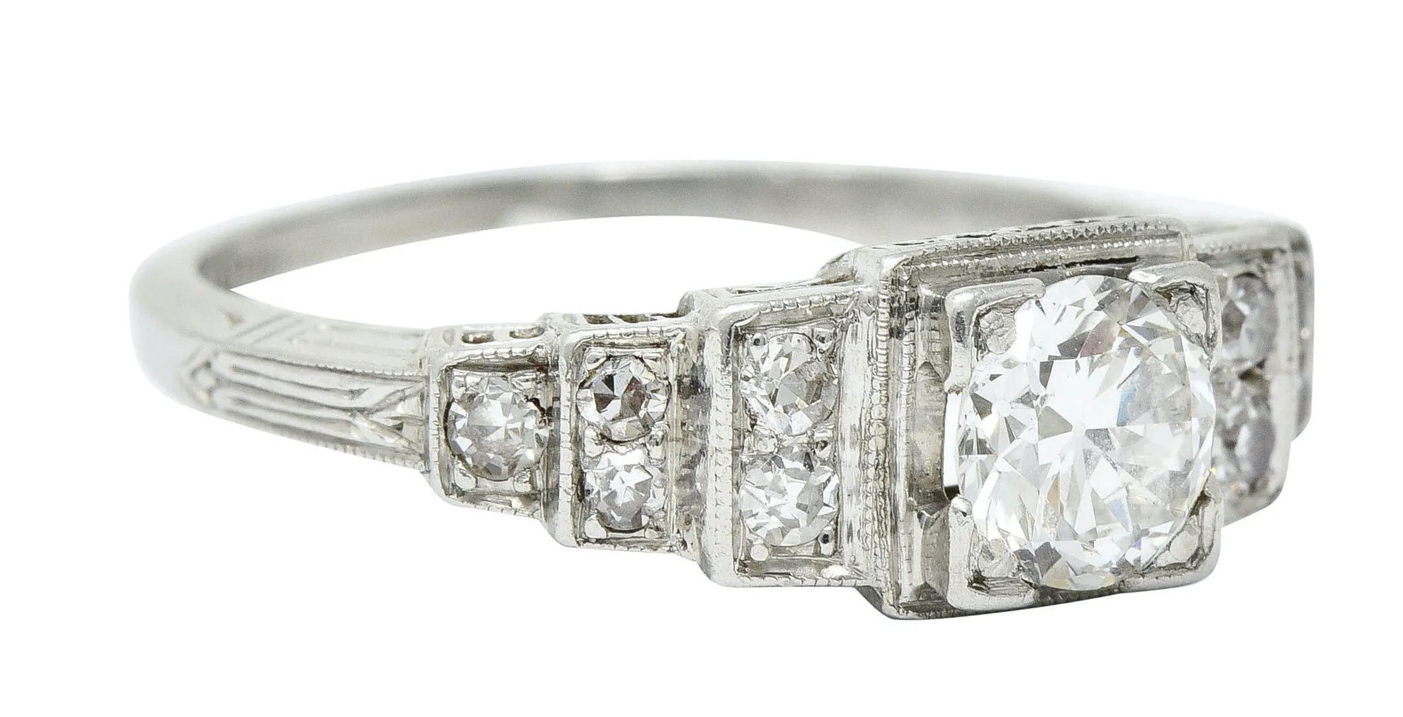 Art Deco 0.60 CTW Diamond Platinum Heart Engagement Ring Circa 1930