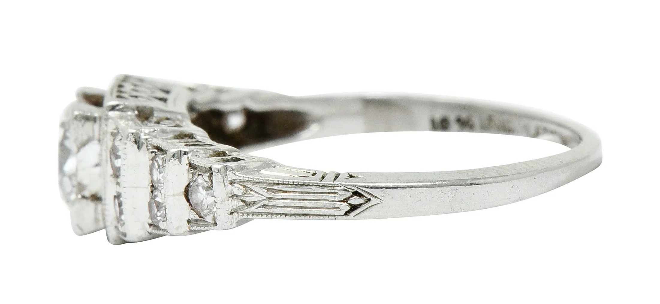 Art Deco 0.60 CTW Diamond Platinum Heart Engagement Ring Circa 1930