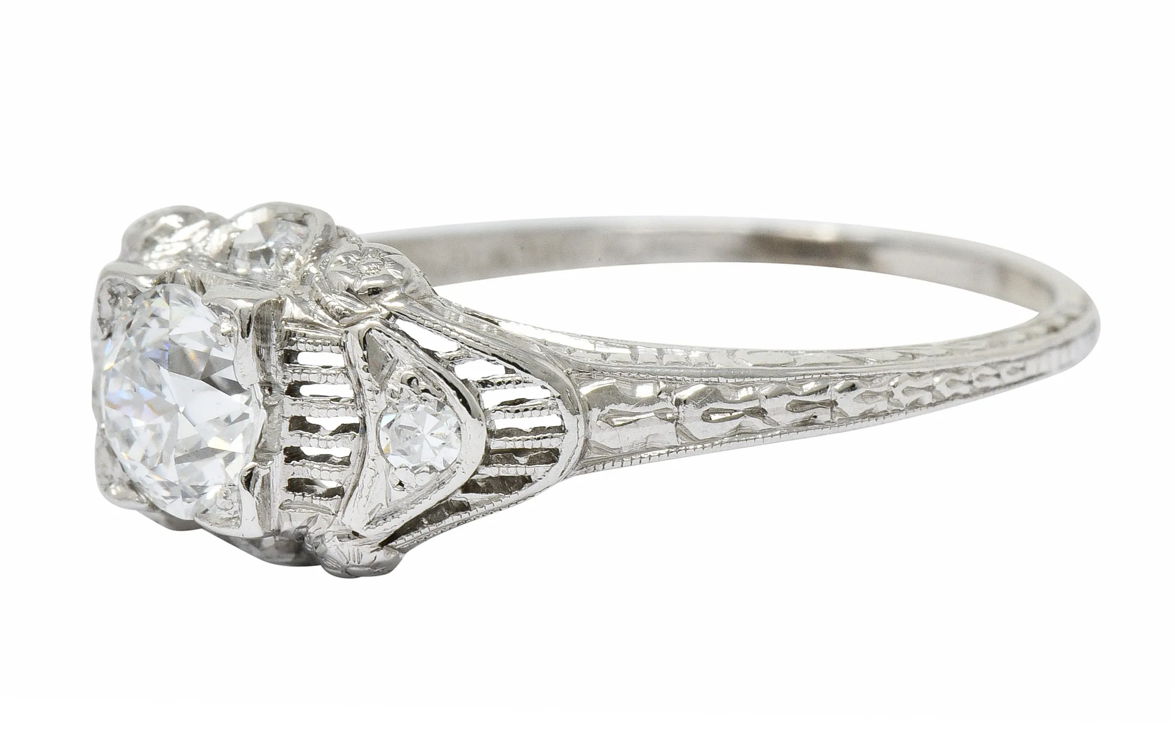 Art Deco 0.65 CTW Diamond Platinum Engagement Ring
