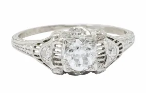Art Deco 0.65 CTW Diamond Platinum Engagement Ring