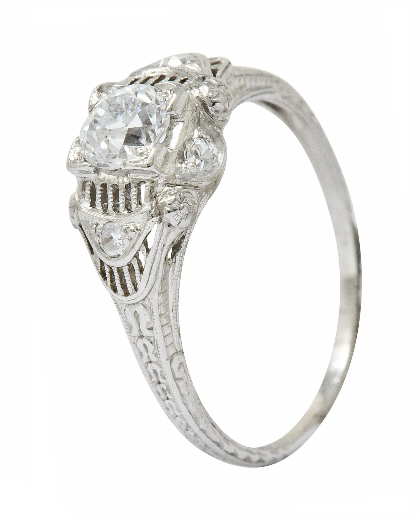 Art Deco 0.65 CTW Diamond Platinum Engagement Ring