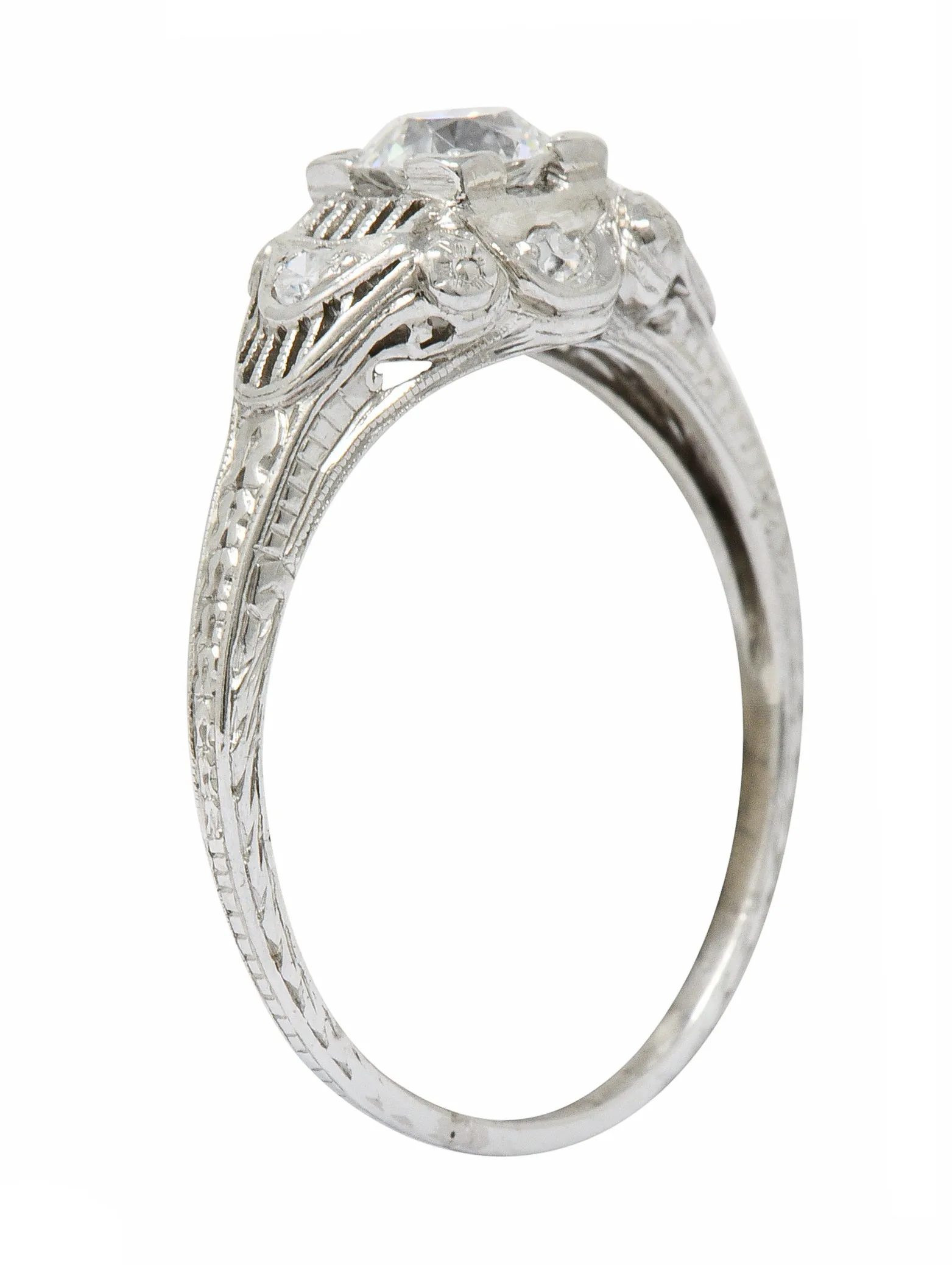 Art Deco 0.65 CTW Diamond Platinum Engagement Ring