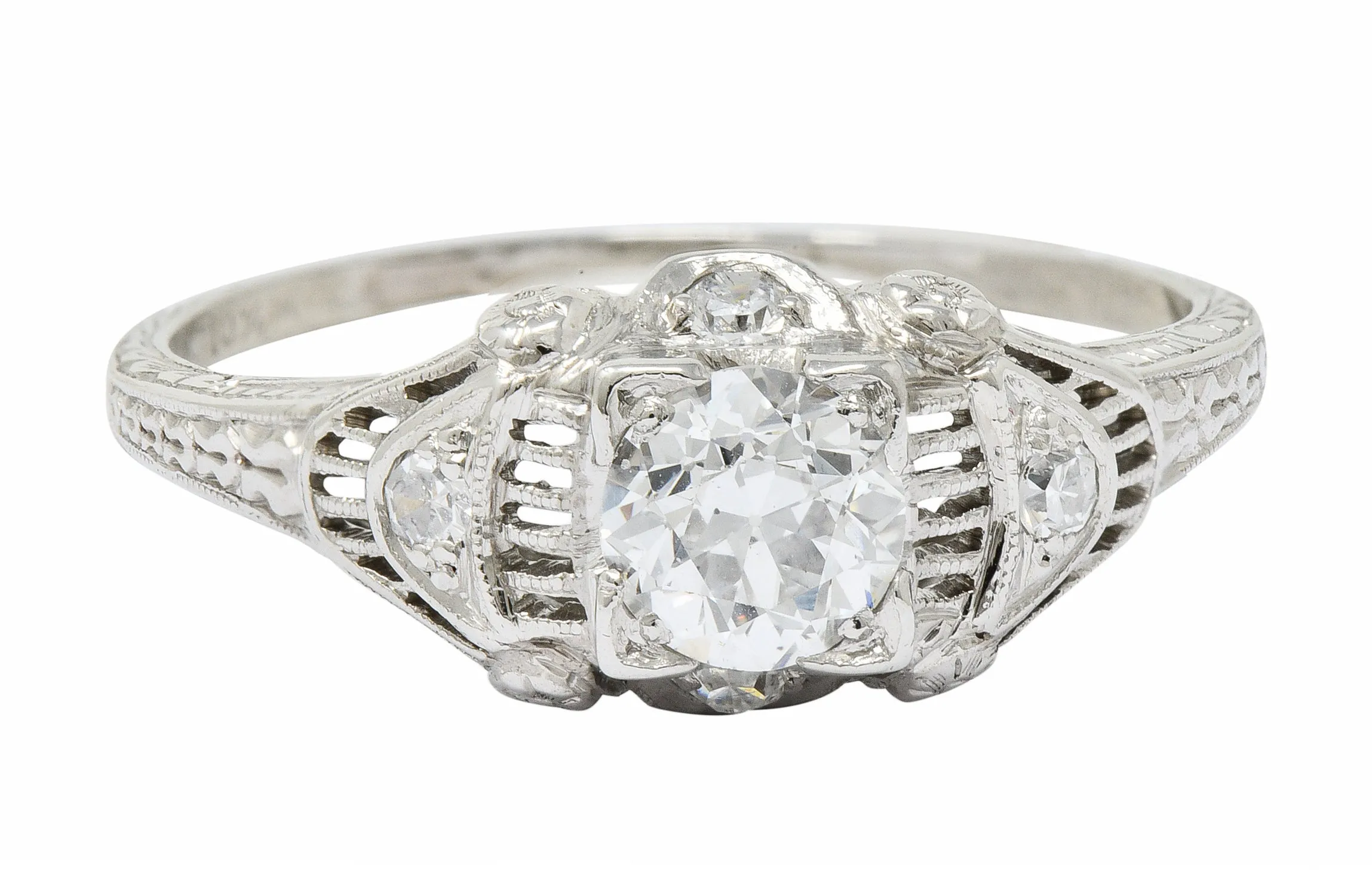 Art Deco 0.65 CTW Diamond Platinum Engagement Ring