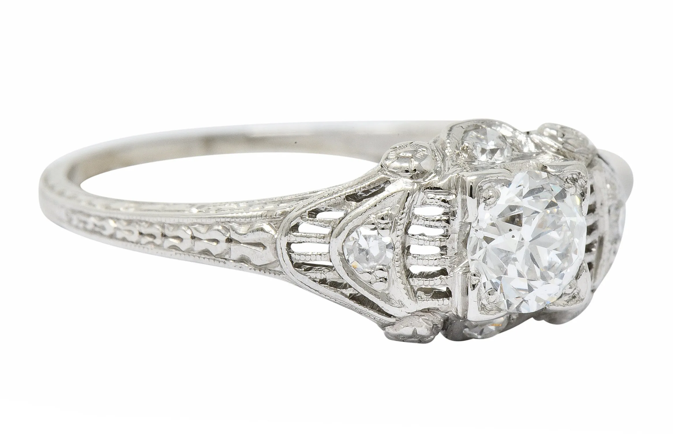 Art Deco 0.65 CTW Diamond Platinum Engagement Ring