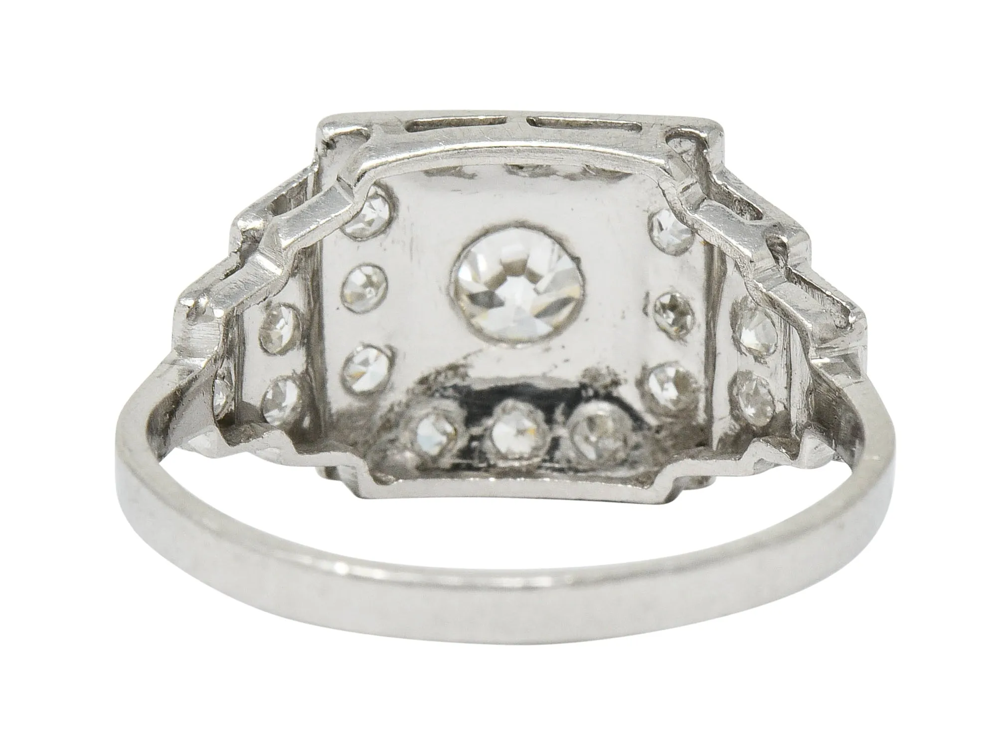 Art Deco 0.70 CTW Diamond Platinum Square Stepped Engagement Ring