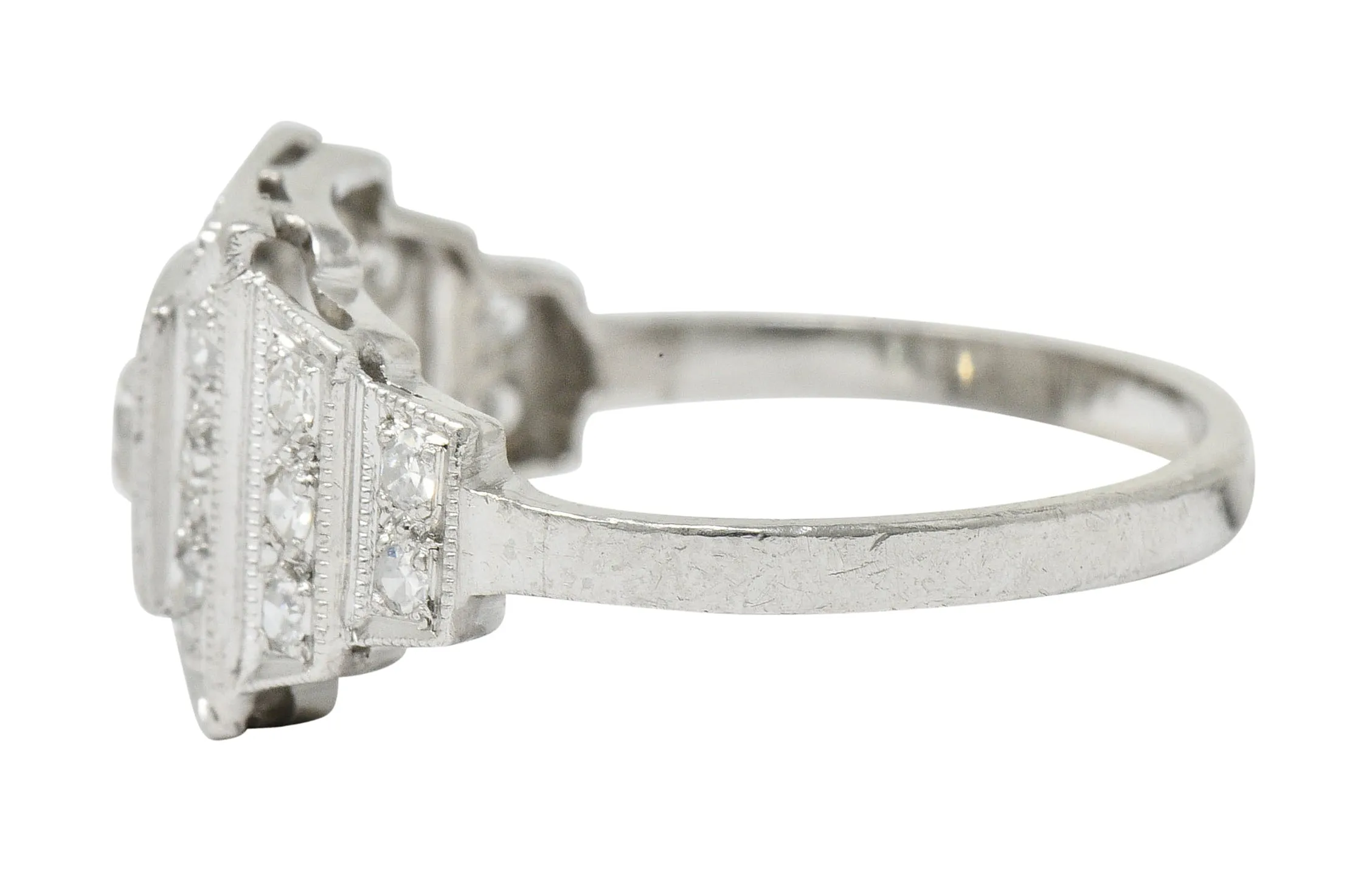 Art Deco 0.70 CTW Diamond Platinum Square Stepped Engagement Ring