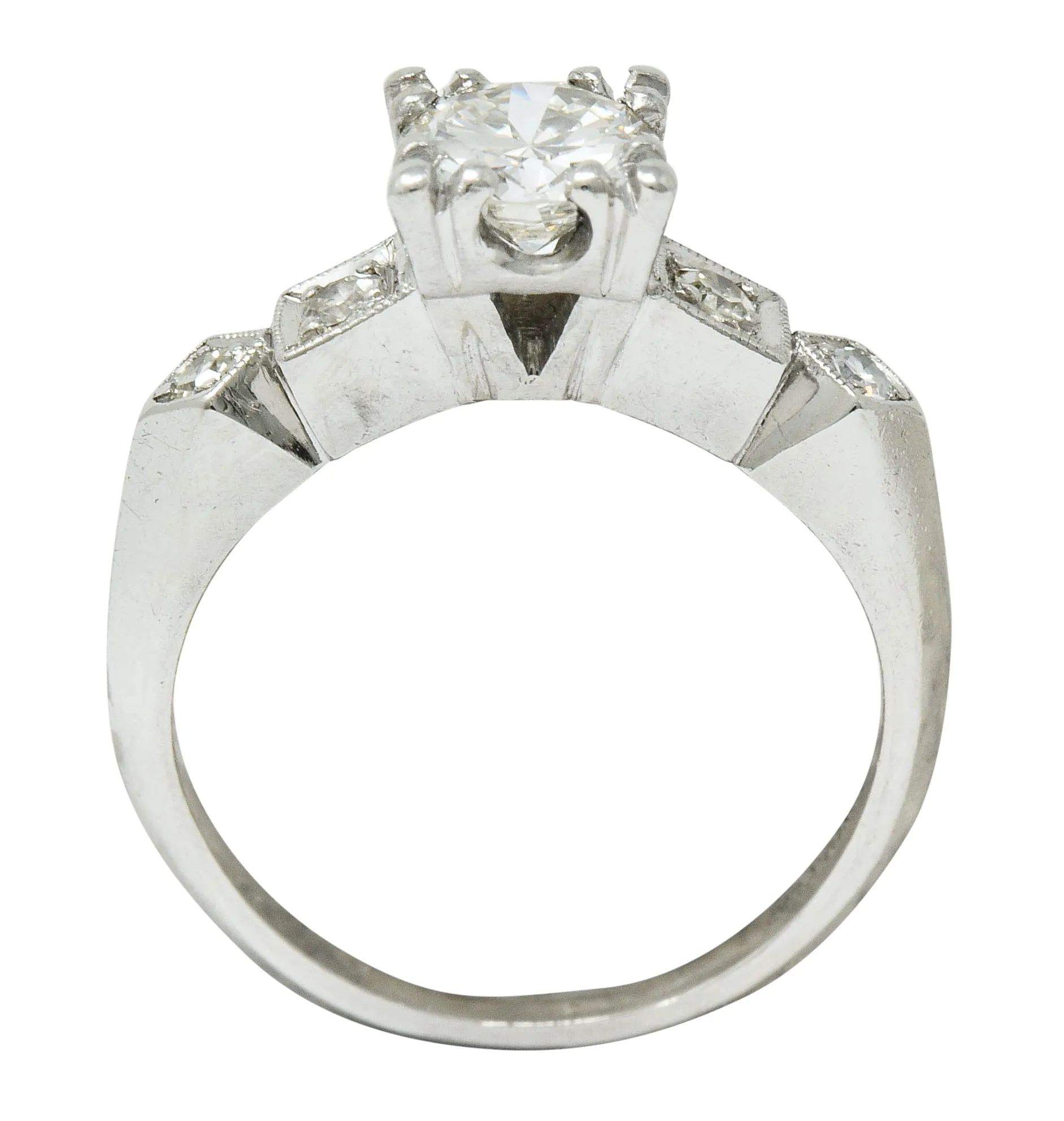Art Deco 0.75 CTW Diamond Platinum Geometric Engagement Ring