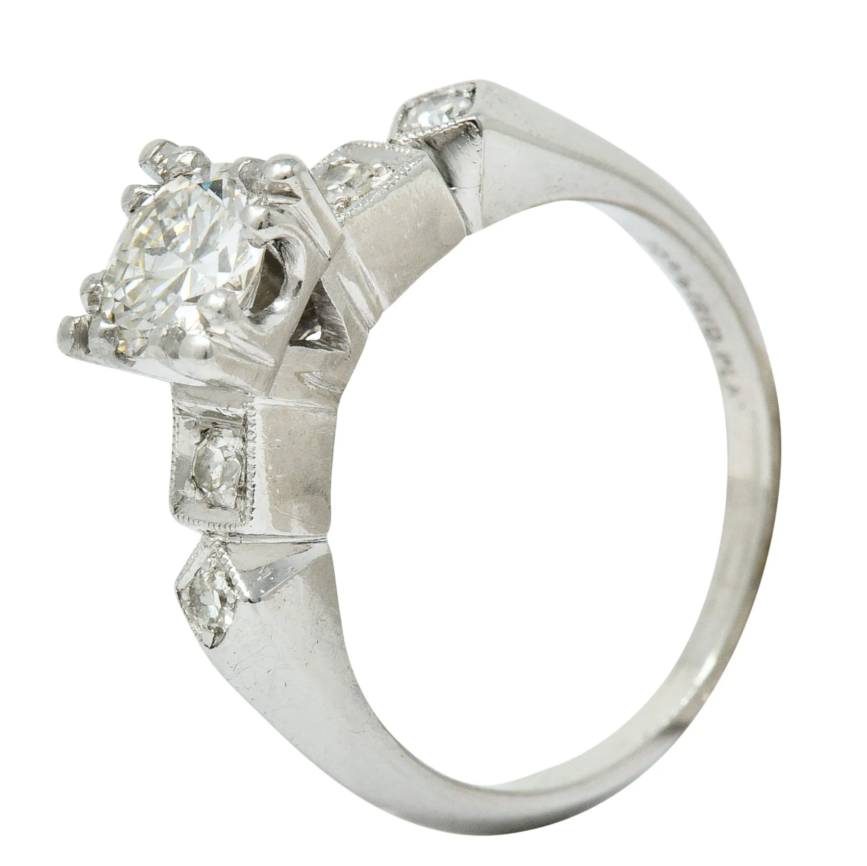 Art Deco 0.75 CTW Diamond Platinum Geometric Engagement Ring