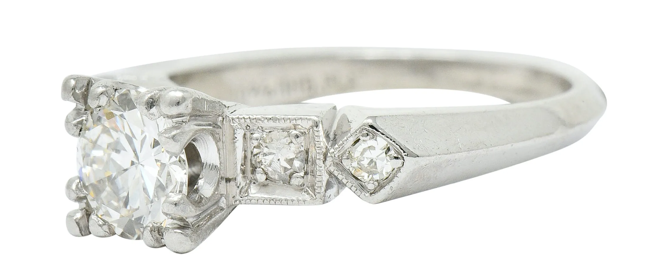 Art Deco 0.75 CTW Diamond Platinum Geometric Engagement Ring