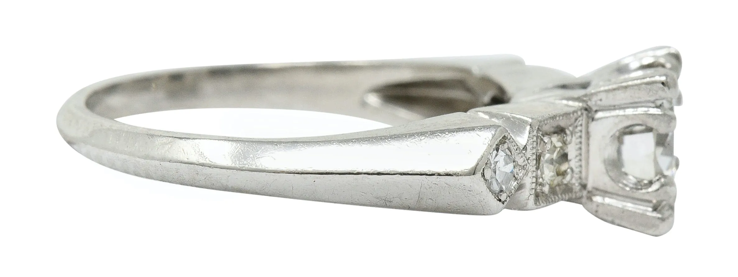 Art Deco 0.75 CTW Diamond Platinum Geometric Engagement Ring