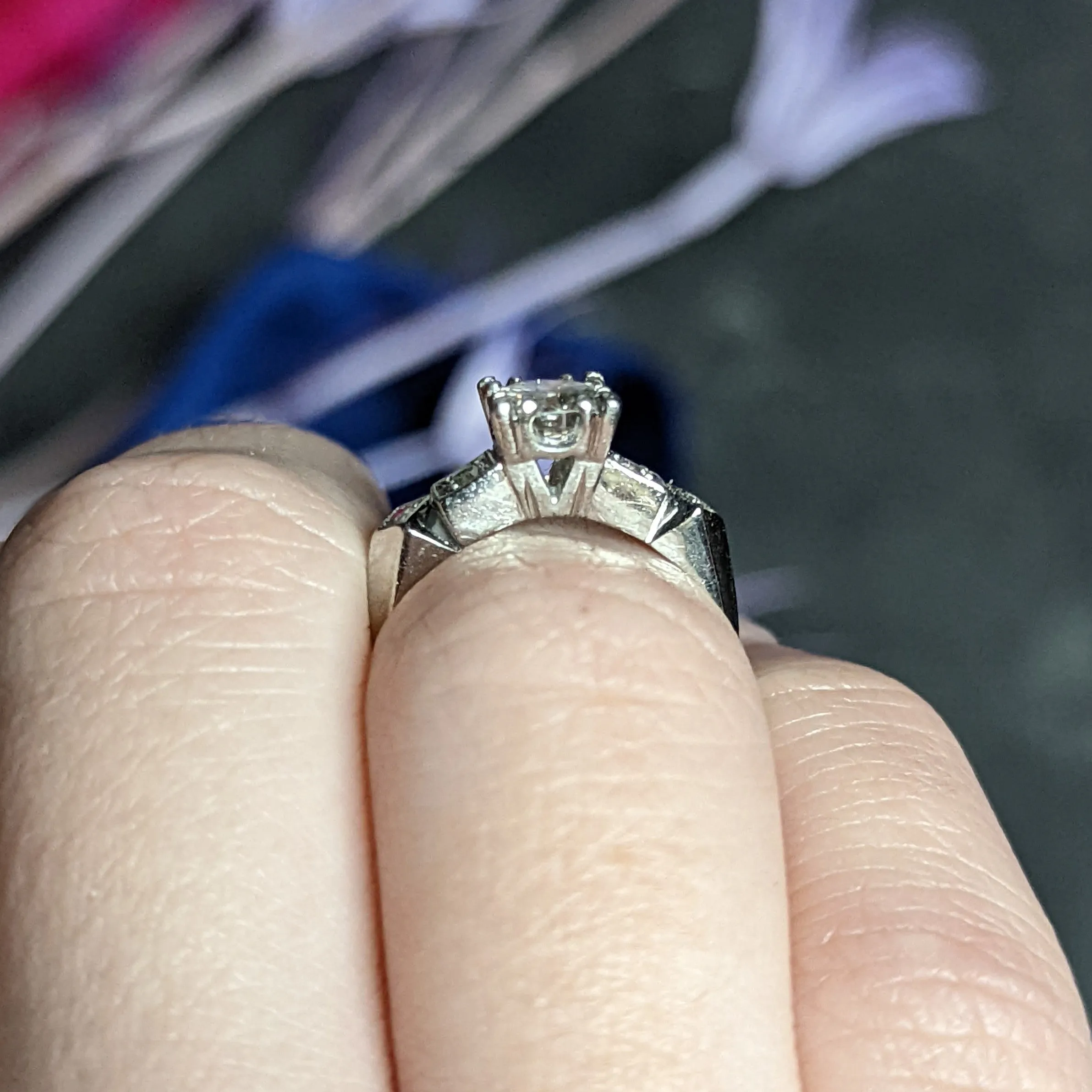 Art Deco 0.75 CTW Diamond Platinum Geometric Engagement Ring