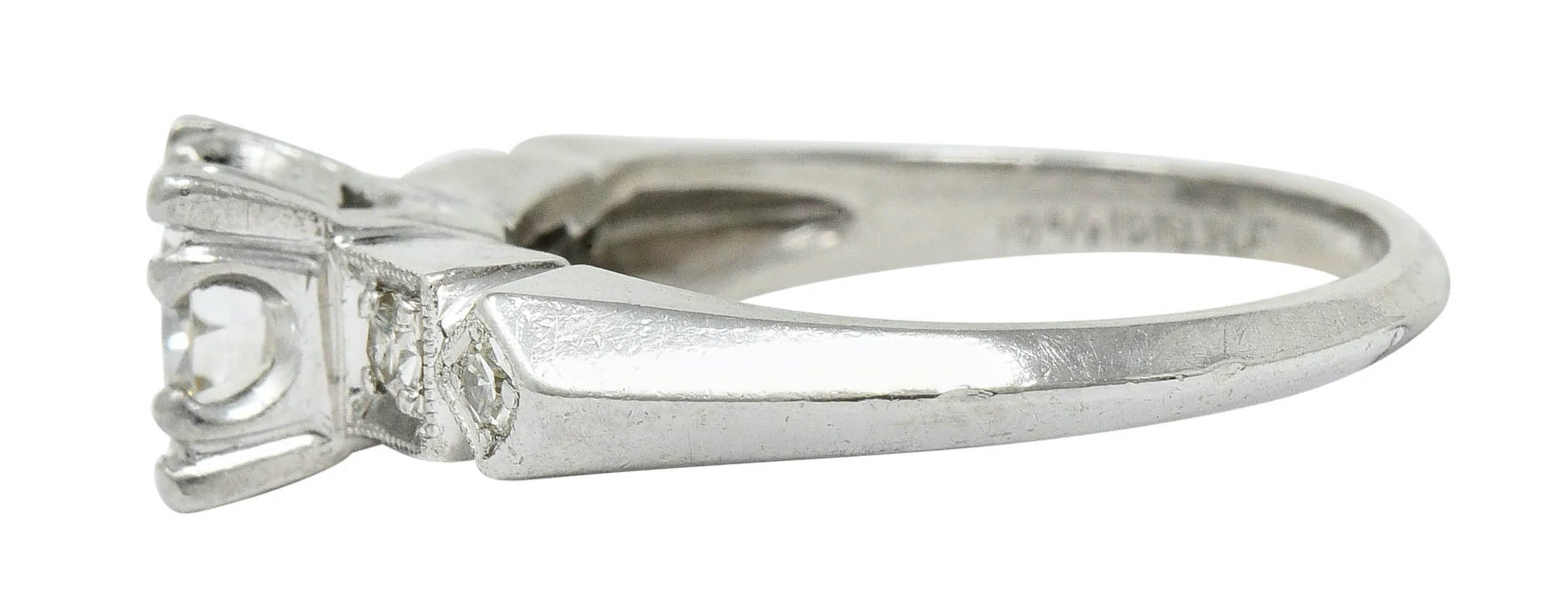 Art Deco 0.75 CTW Diamond Platinum Geometric Engagement Ring