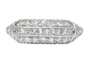Art Deco 0.80 CTW Diamond Platinum Stackable Ring