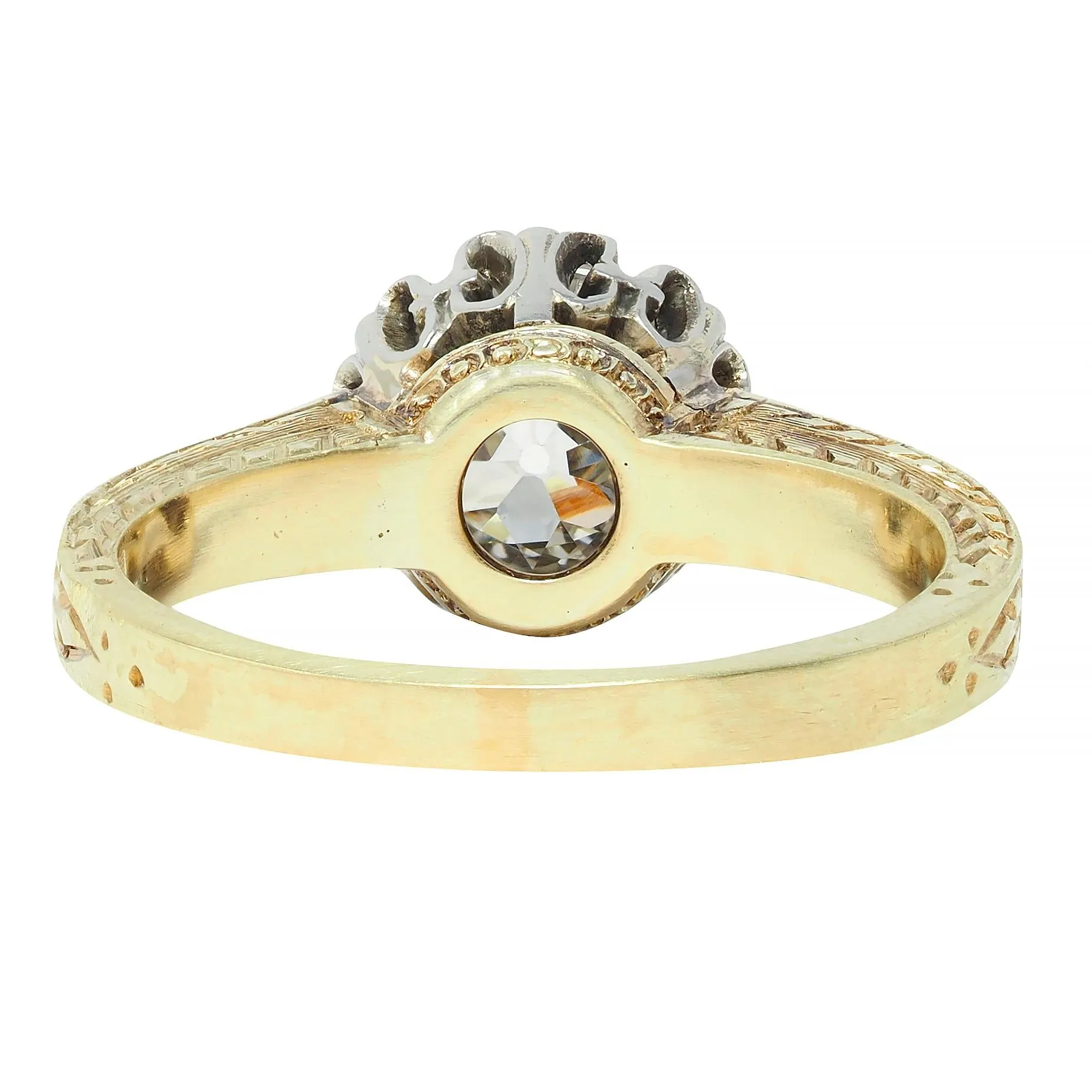 Art Deco 0.88 CTW Diamond Two-Tone 14 Karat Gold Vintage Engagement Ring
