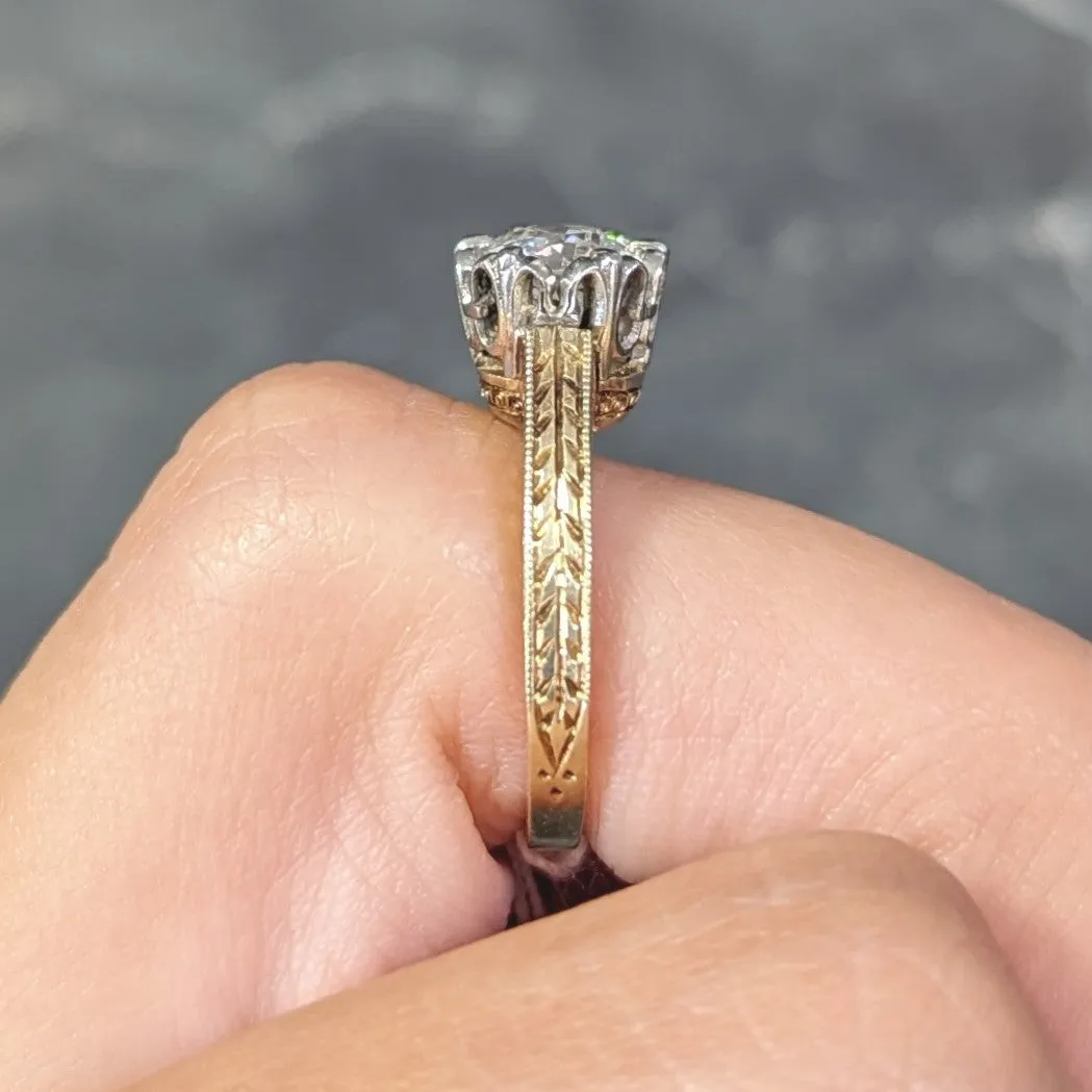 Art Deco 0.88 CTW Diamond Two-Tone 14 Karat Gold Vintage Engagement Ring