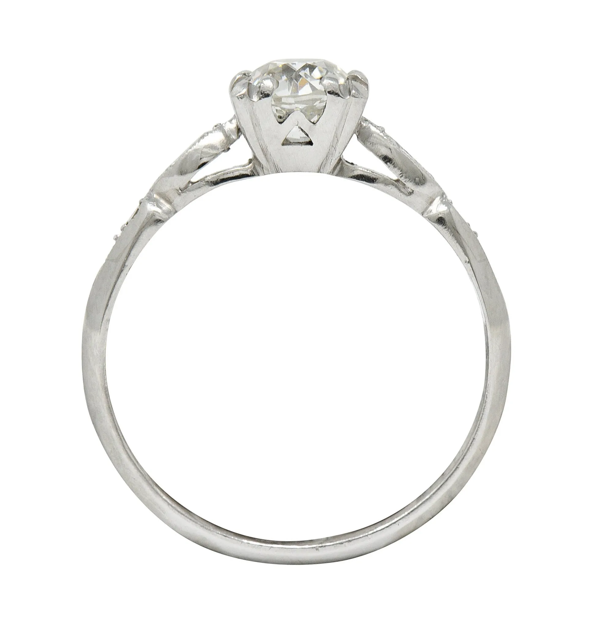 Art Deco 0.92 CTW Diamond Platinum Navette Engagement Ring GIA Circa 1930