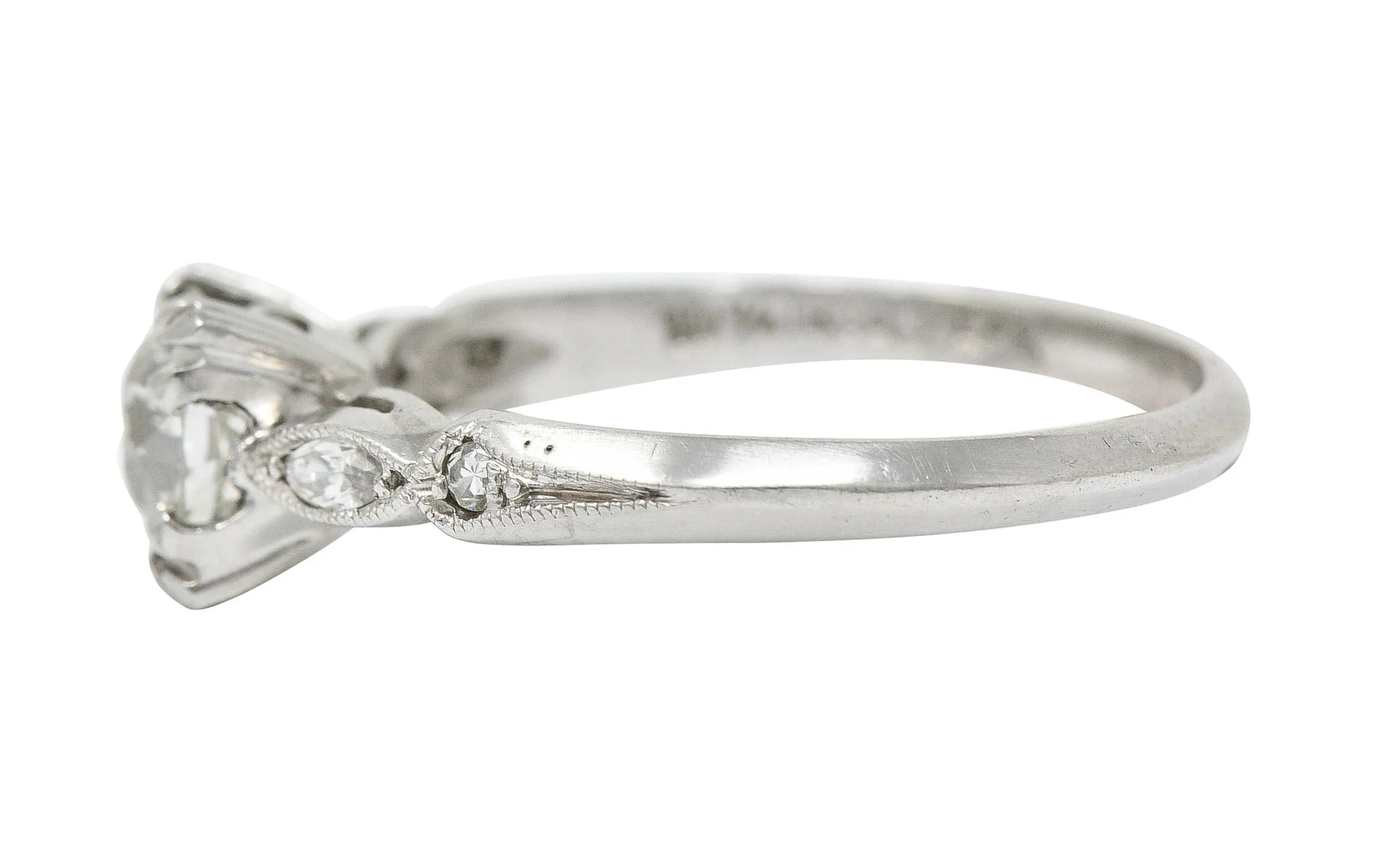 Art Deco 0.92 CTW Diamond Platinum Navette Engagement Ring GIA Circa 1930