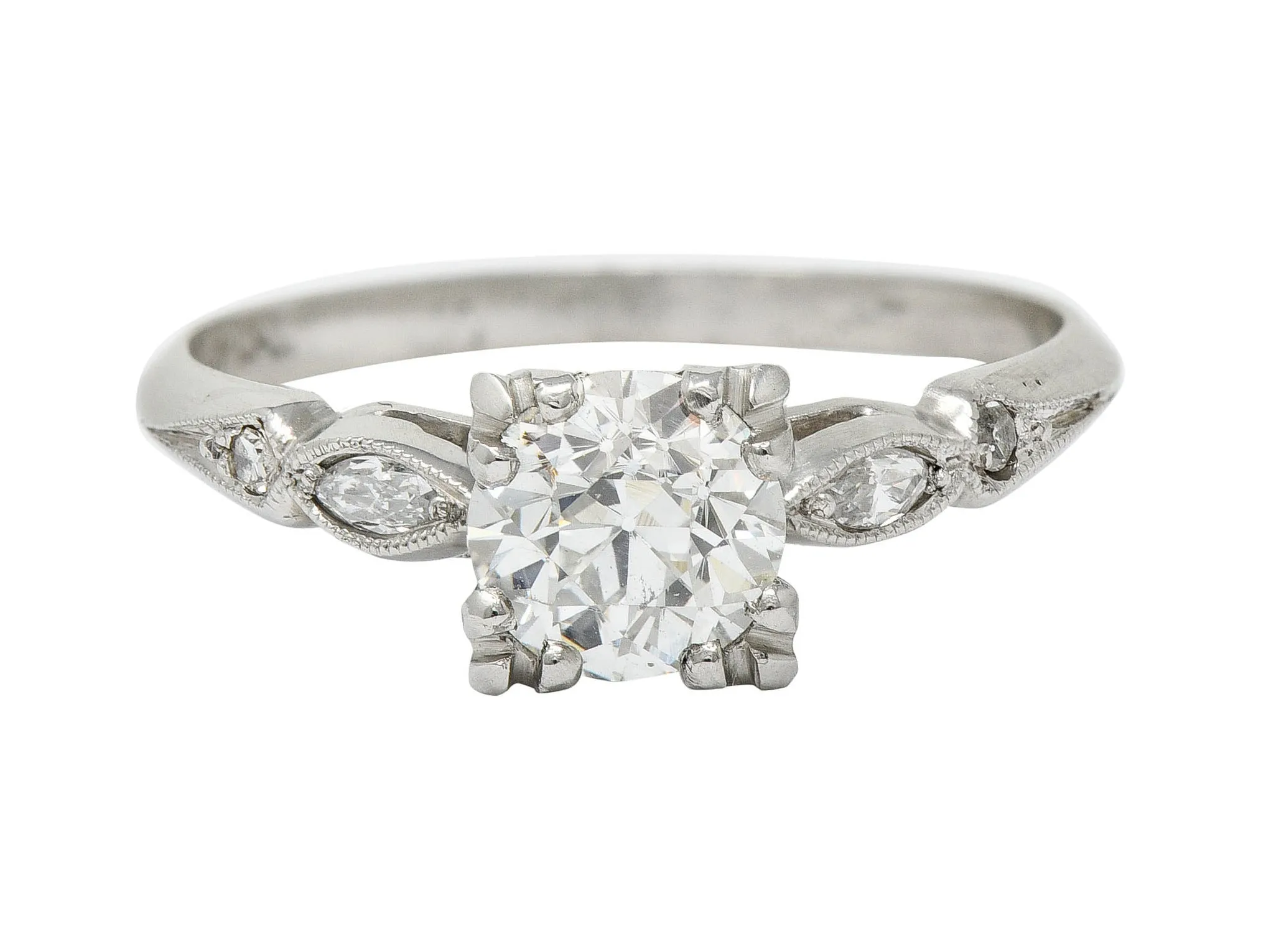 Art Deco 0.92 CTW Diamond Platinum Navette Engagement Ring GIA Circa 1930