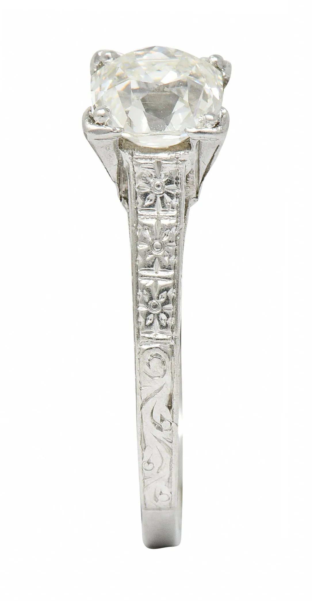 Art Deco 1.08 CTW Old Mine Diamond Platinum Engagement Ring GIA